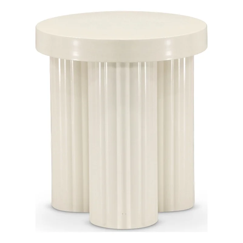Meridian Furniture Rhodes Contemporary Metal End Table in Cream