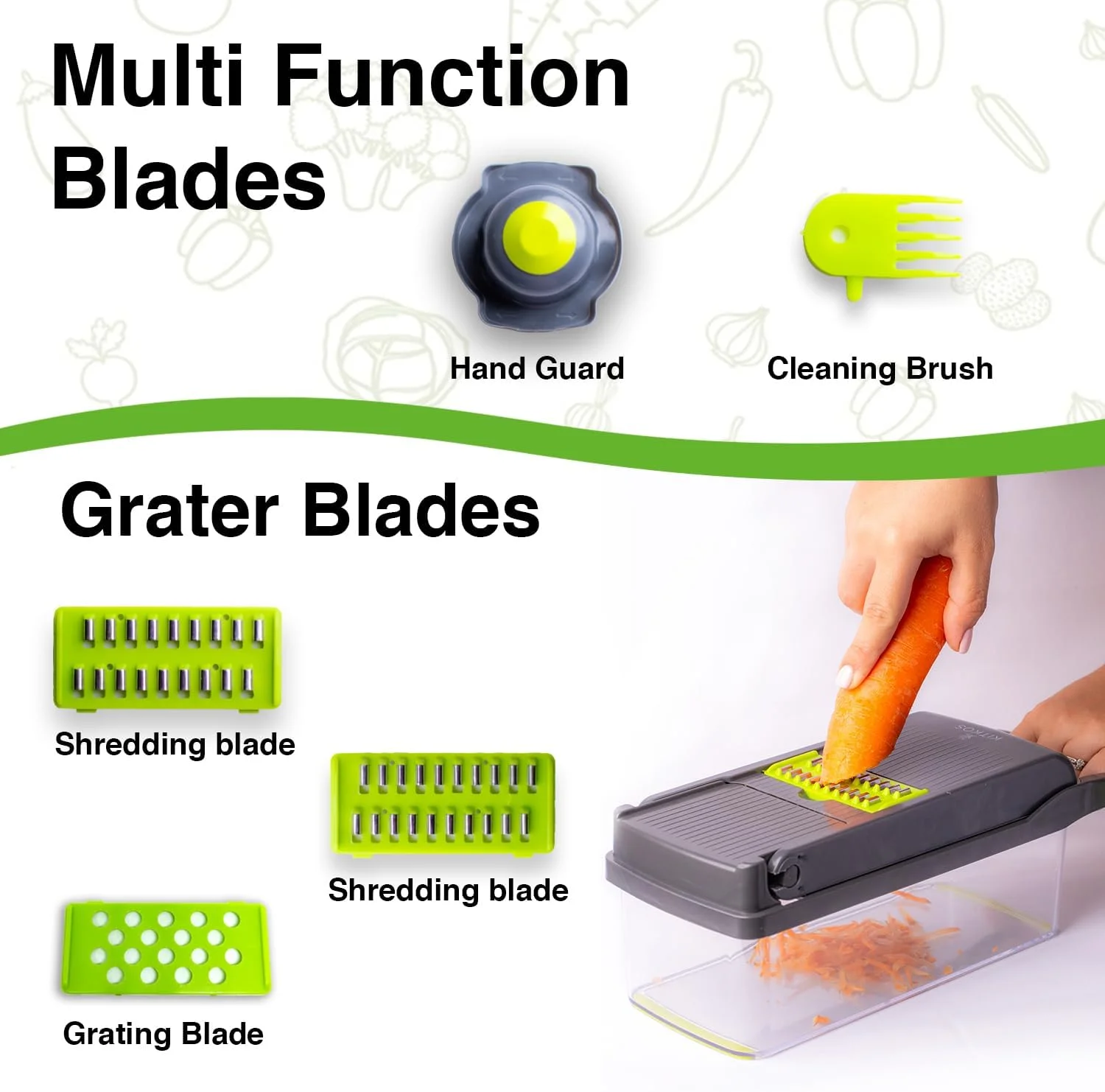 SEVEN BUSSZ Vegetable Chopper, Pro Onion, Multifunctional 16 in 1 Food Chopper, Kitchen Vegetable Cutter Slicer Dicer,Veggie Chopper With 8 Blades, Potatoes, Carrot and Garlic Chopper With Container