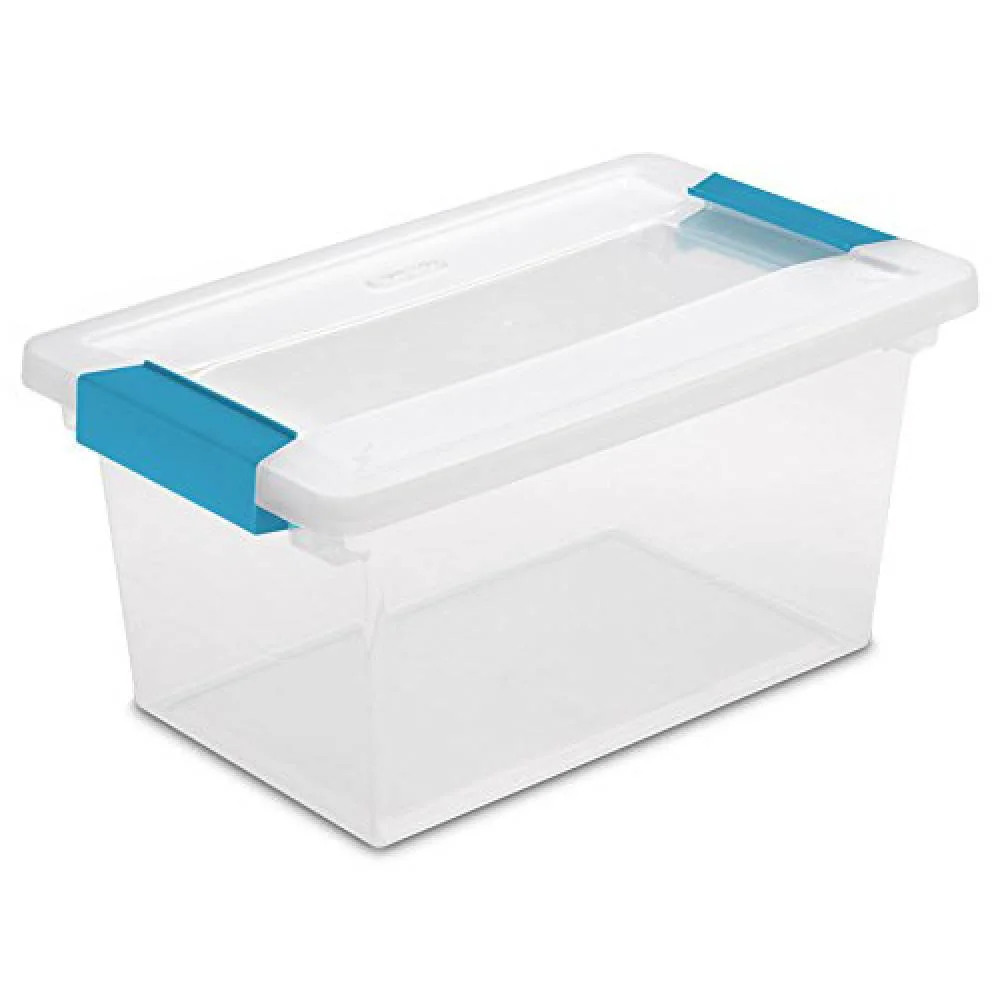 Sterilite Medium Clip Box 1962 Plastic Latches Storage Container Clear, 4-Pack