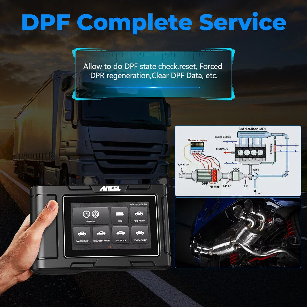 ANCEL HD3500 All System Bidirectional Pickup Light Duty Truck 2 in 1 OBD2 Scanner Diesel Scanner 12V/24V Diagnostic Tool