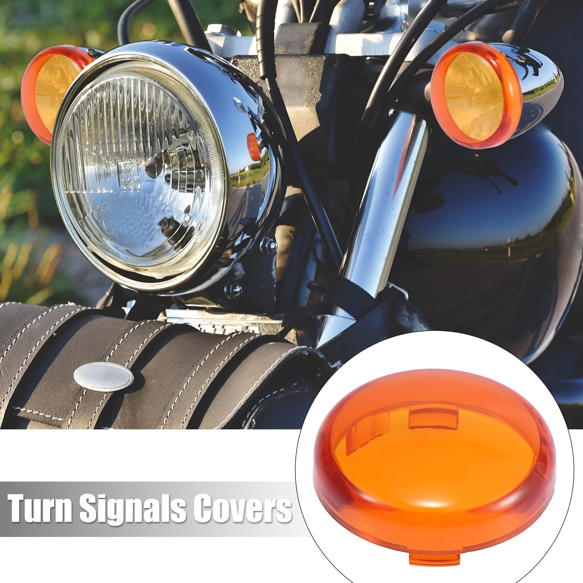 2pcs Yellow Motorcycle LED Turn Signals Covers Light Lens Cover for Harley-Davidson XL883 1200 X48