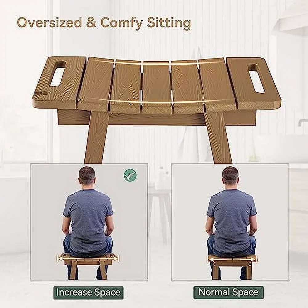 CHYTRE Shower Bench  HDPS Shower Chair for Inside Shower  Waterproof Non-Slip Shower Chair Seat  Shower Stool with Armrests/   Bathroom Bench Seat for Adults  Elderly  Seniors Brown