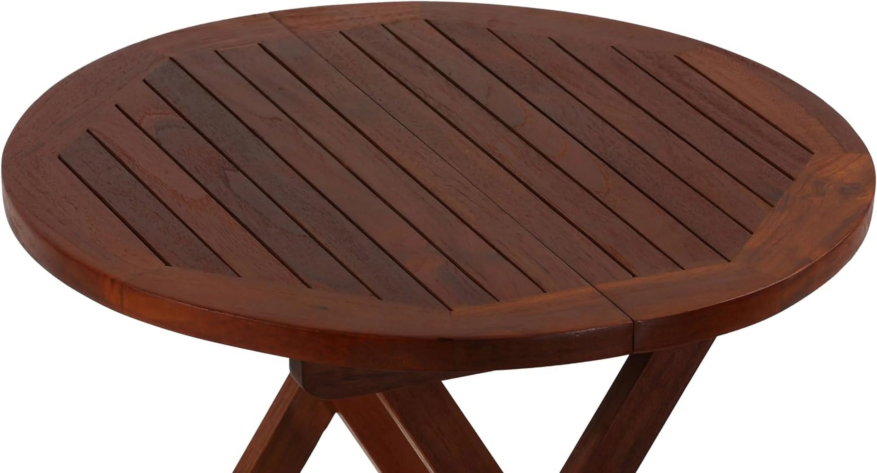 Karlyn Round Folding End Table In Teak Wood, 20