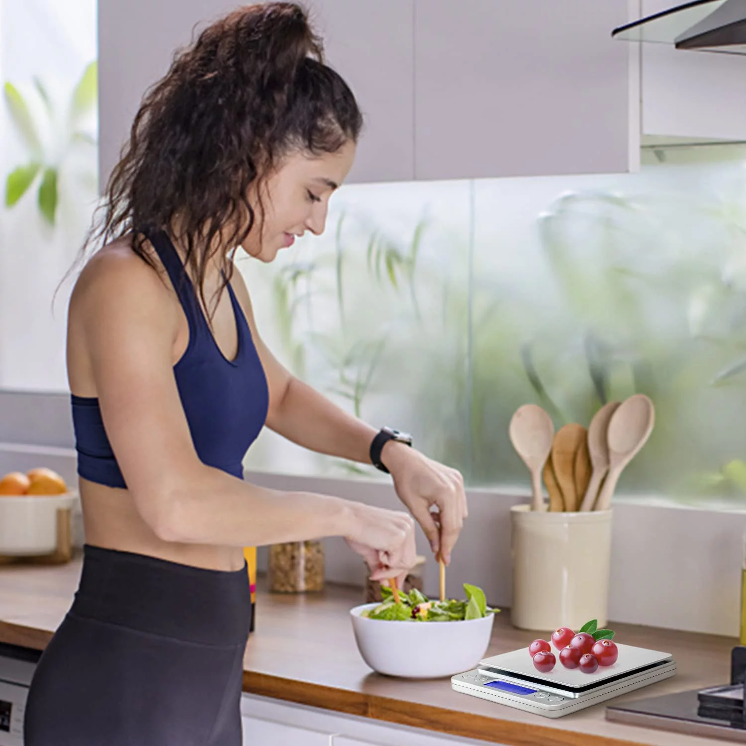 Food Scale, Rechargeable Kitchen Scale with Trays 3000g/0.1g, Small Scale with Tare Function Digital Scale Grams and Ounces for Weight Loss, Dieting, Cooking, Meal Prep, Coffee, Jewelry