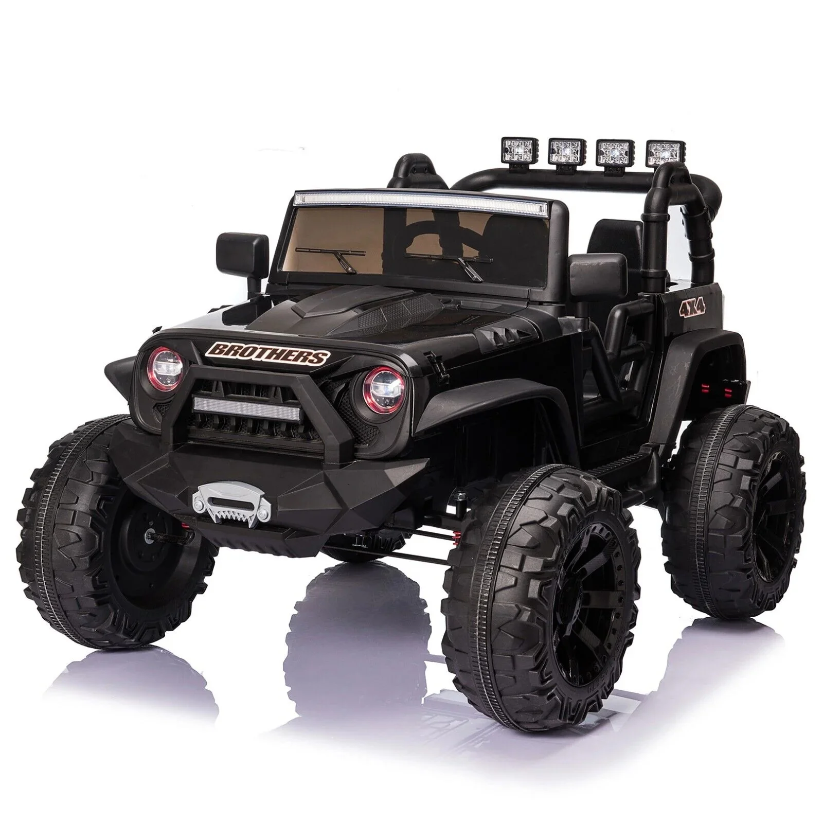 400W Electric 24V Kids Ride-on Truck Car Jeep with Remote Control, MP3 Player, and LED Lighting - Dual Seating