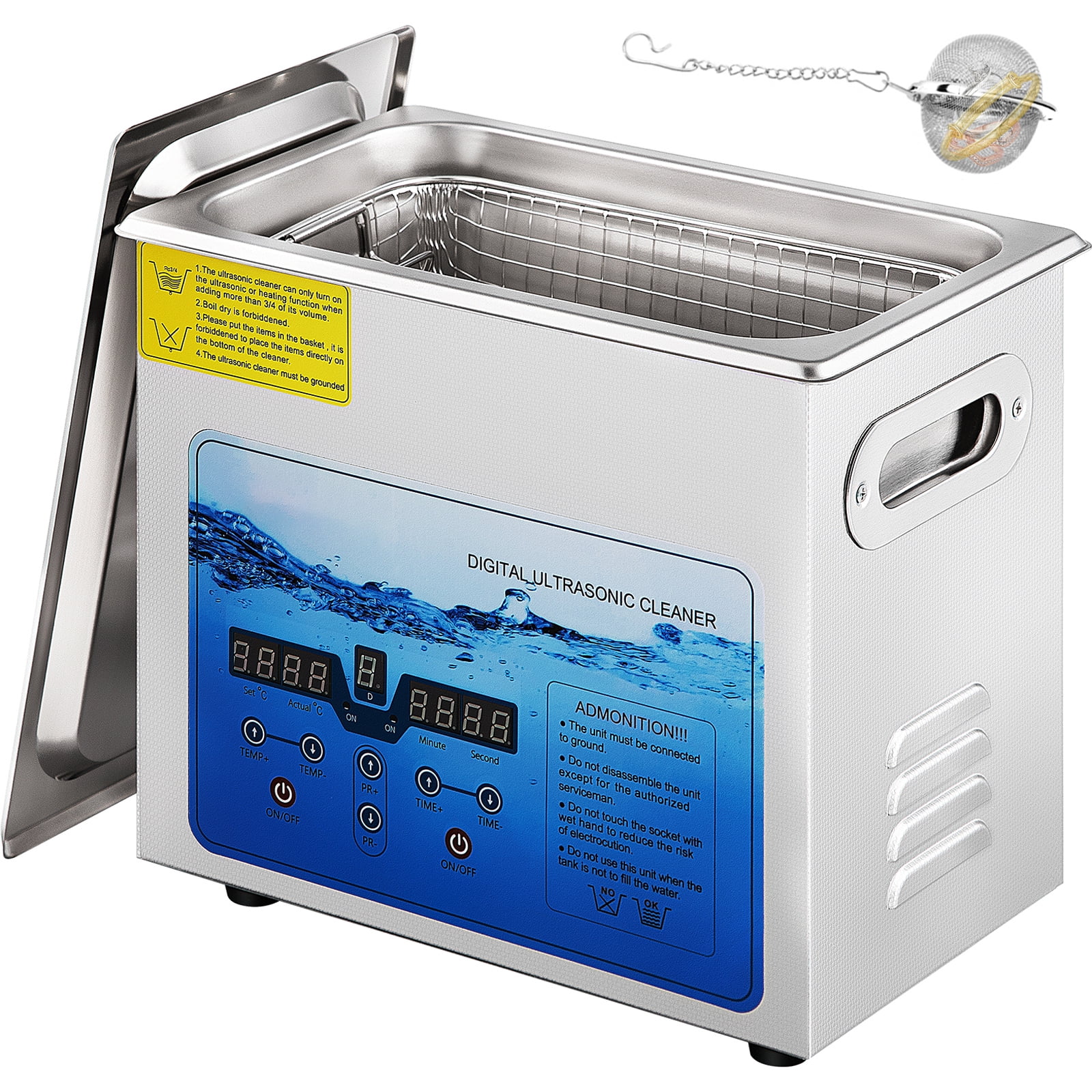 SKYSHALO Ultrasonic Cleaner Jewelry Cleaning Machine w/ Digital Timer and Heater 3L
