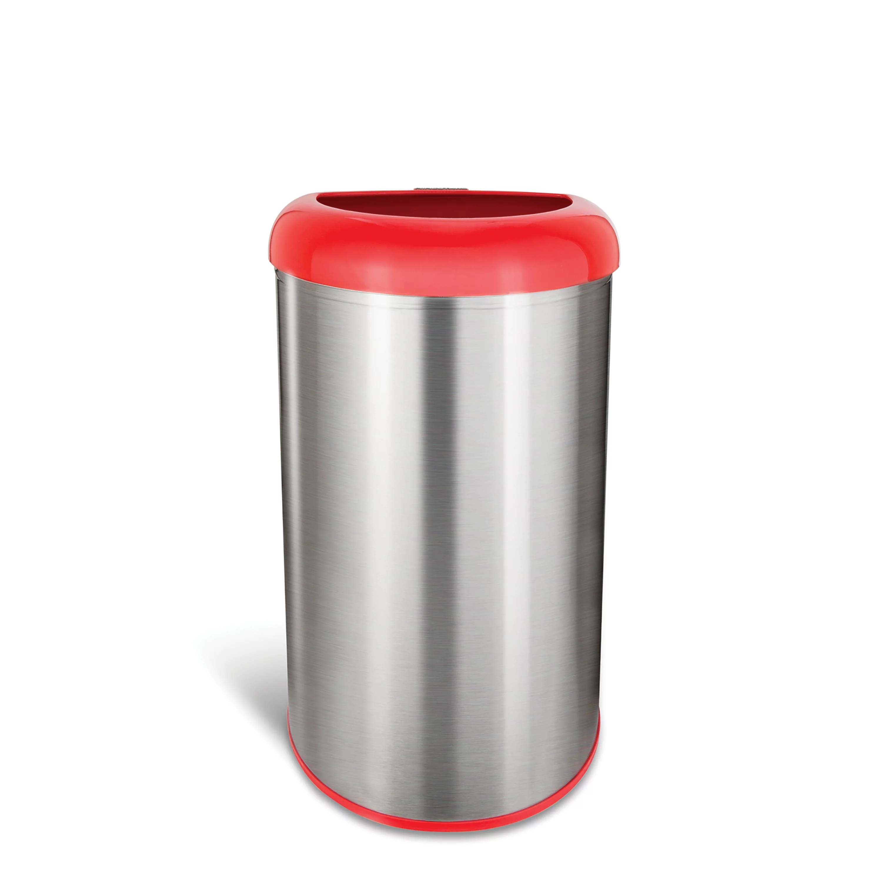 Nine Stars 13.2 gal / 50L Open Top Trash Can Red, Fingerprint-Resistant Stainless Steel