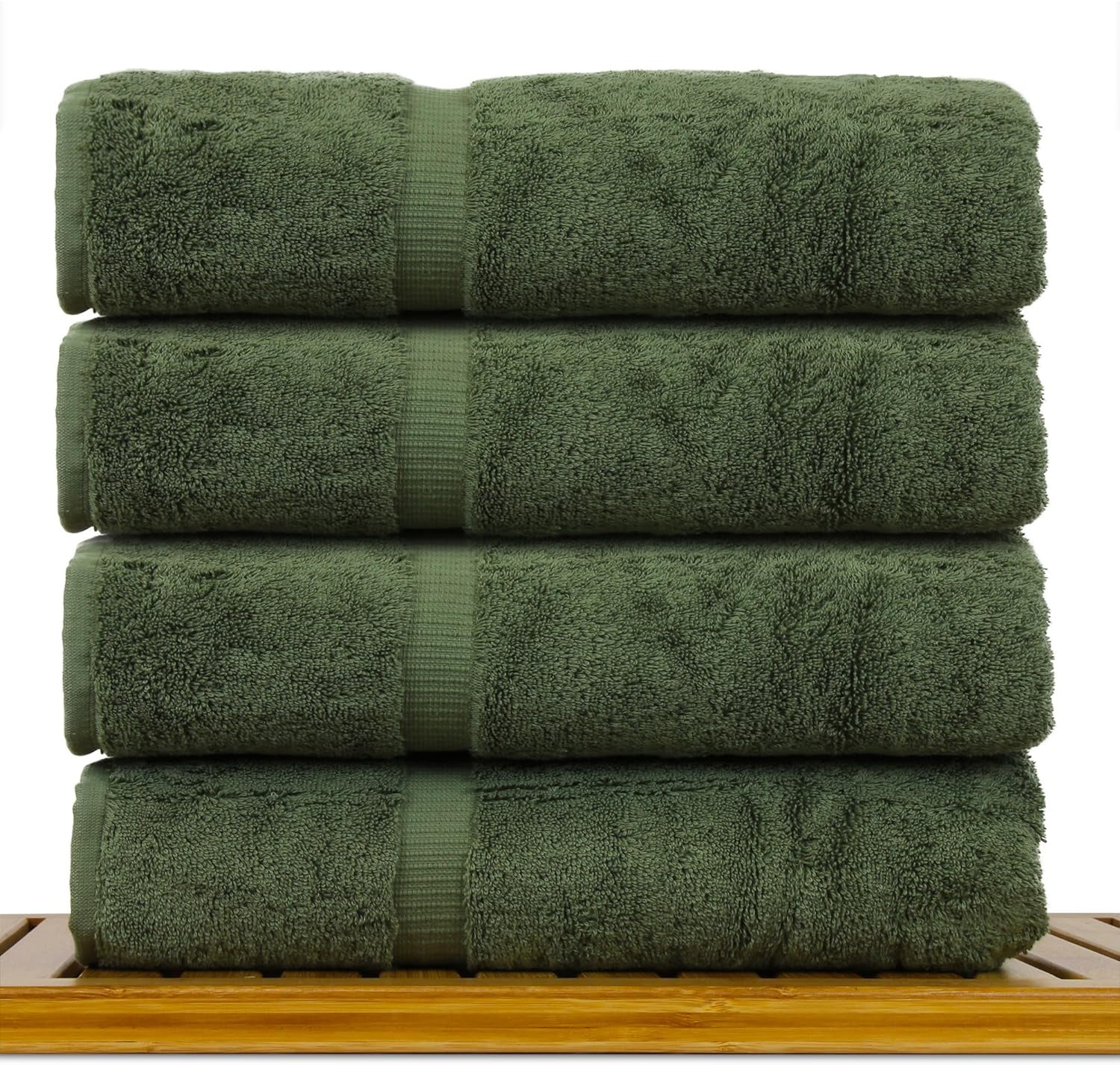 Luxury Hotel & Spa Ultra Soft Bath Towels 100% Turkish Cotton - Moss - Set Of 4