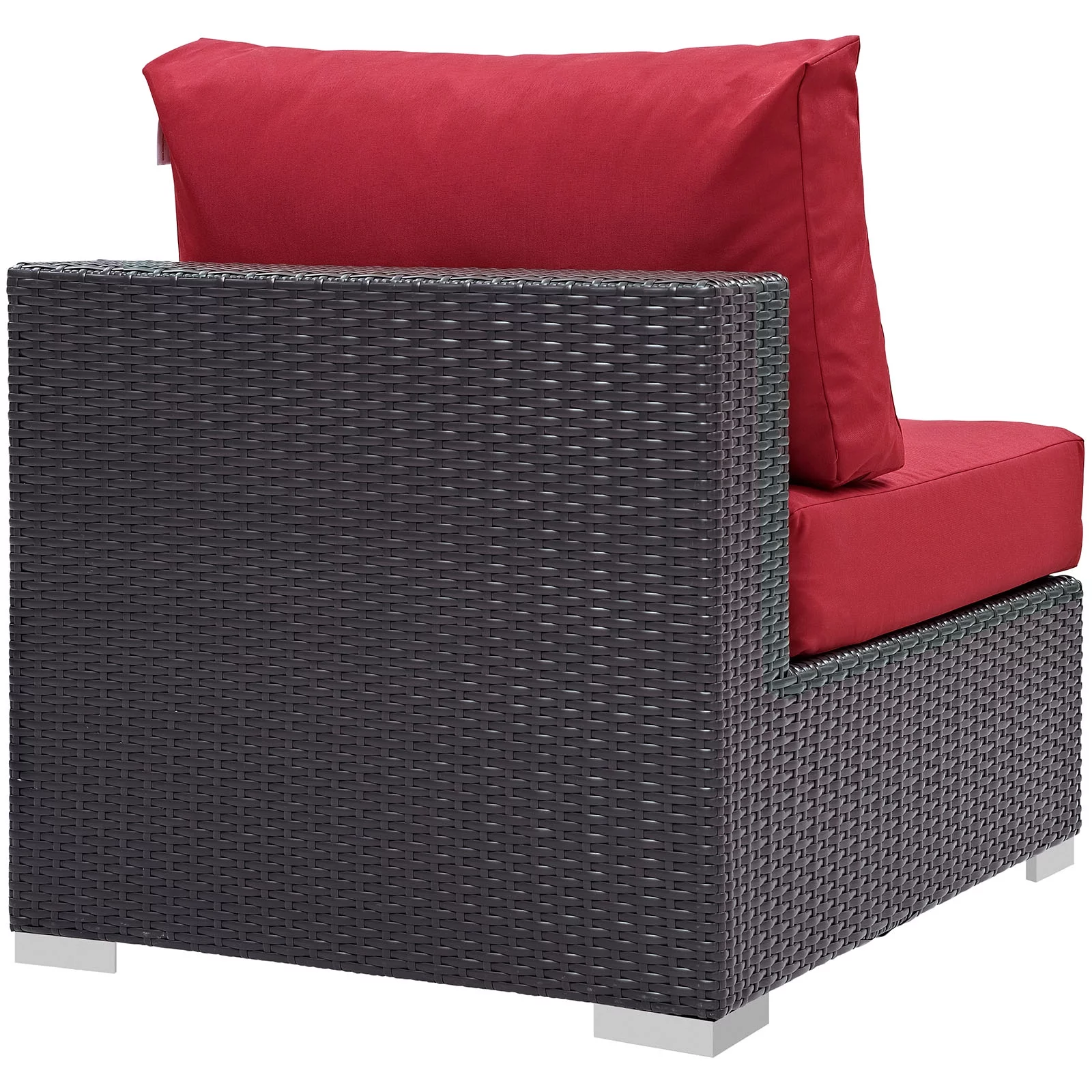 Modern Contemporary Urban Design Outdoor Patio Balcony Lounge Chair, Red, Rattan