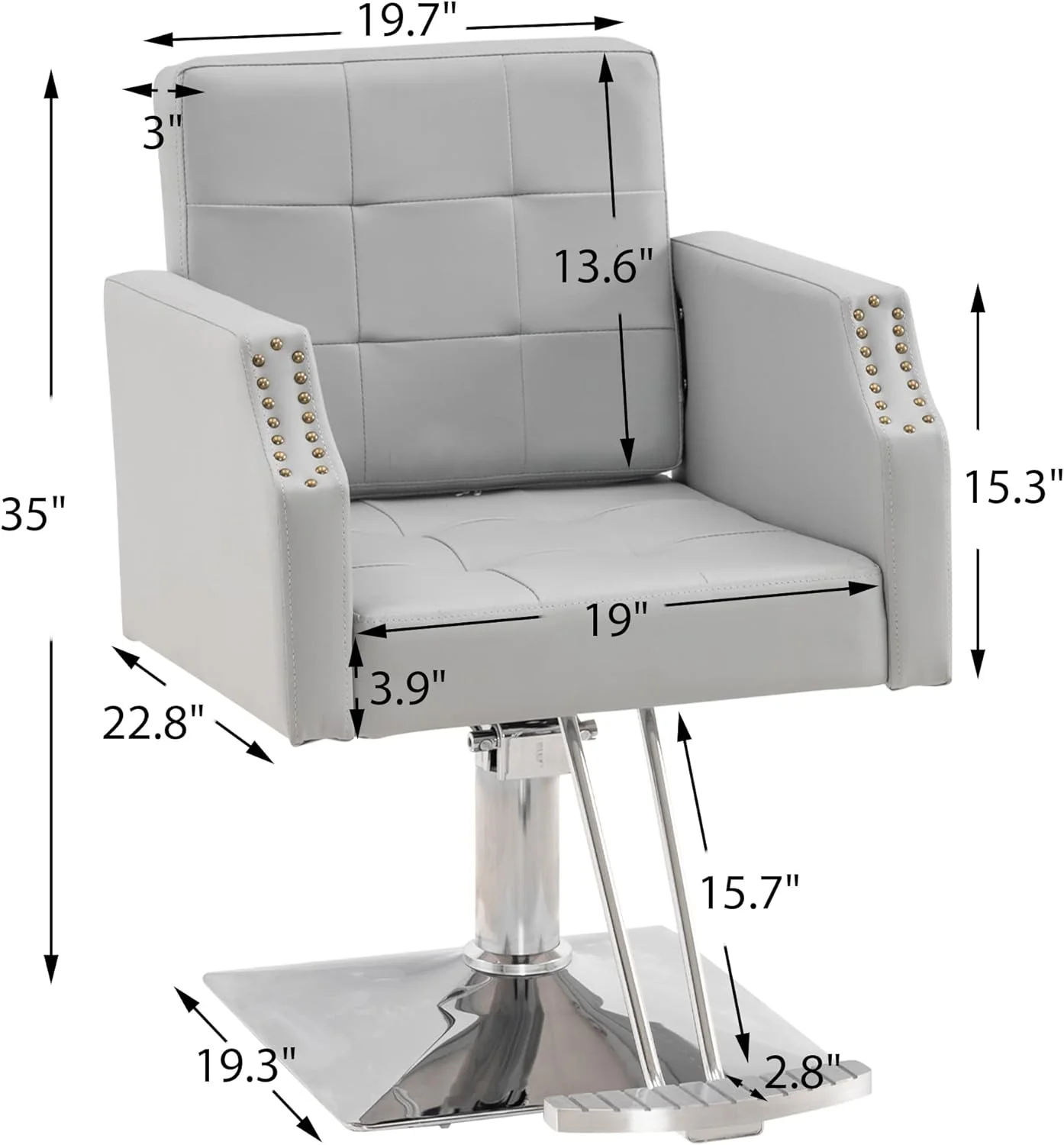 Classic Salon Chair For Hair Stylist,Hydraulic Barber Styling Chair,Beauty Salon Spa Equipment 8818 (Grey)