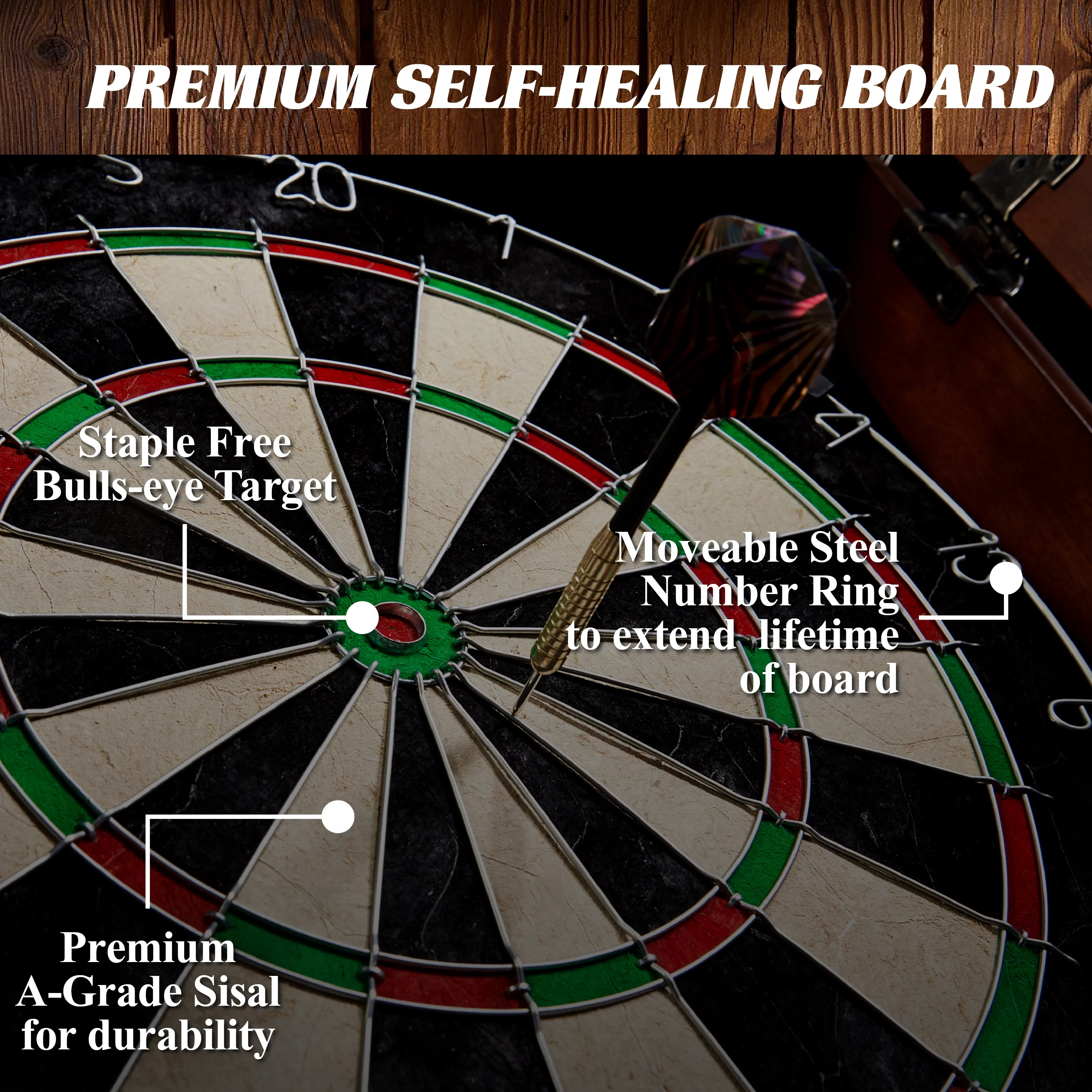 Barrington Sherwood Bristle Dartboard 40.5 in x 24 in x 5 in Cabinet Set