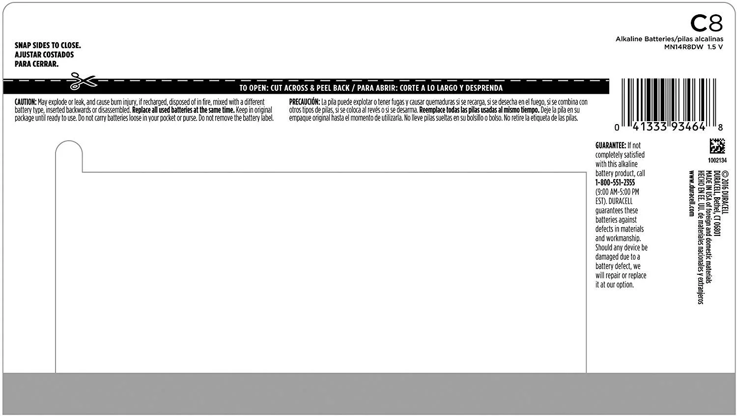 Duracell - CopperTop C Alkaline Batteries with recloseable package - long lasting, all-purpose C battery for household and business - 8 count