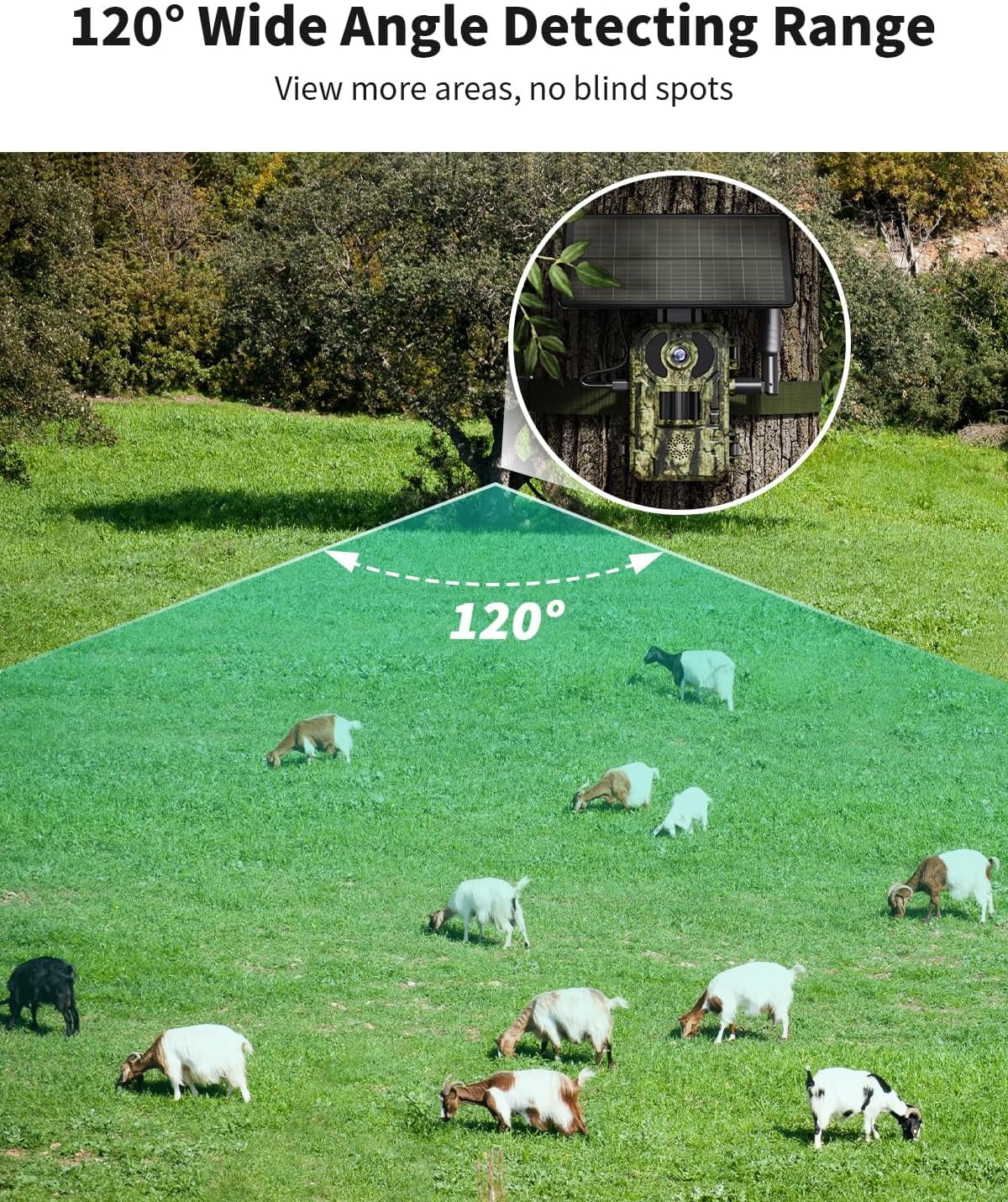 HAOFEI Cellular Trail Camera 3rd Gen 4G LTE Include SD&SIM Card, Solar Game Camera Wireless 2.7k Live Feed & 14MP Photos, Night Vision, Motion Detection, 120°Wide Angle, IP66 Waterproof