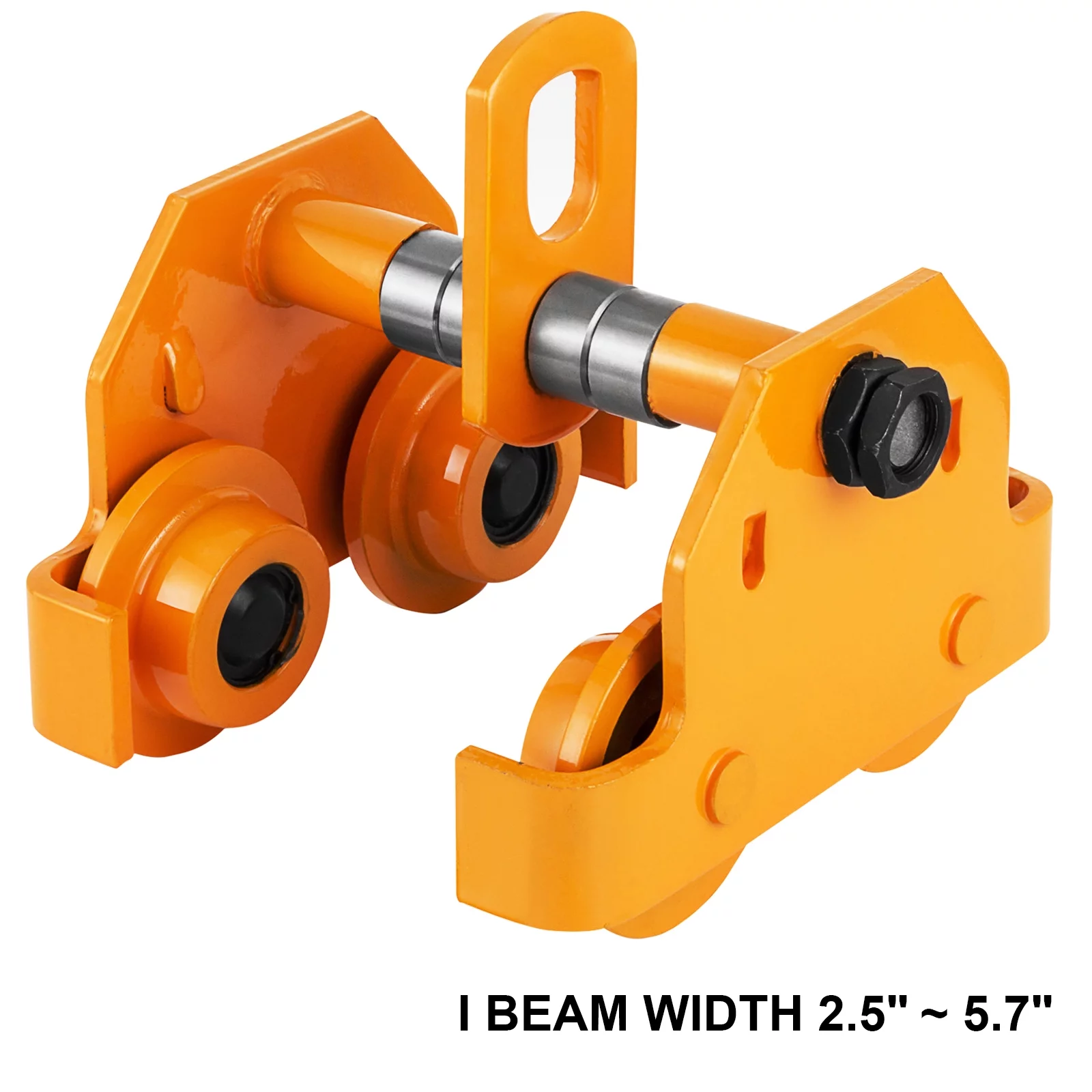 VEVOR 0.5T Push Beam Trolley,1000LBS Plain Trolley Adjustable Width Manual Push Trolley for Straight Curved I Beam