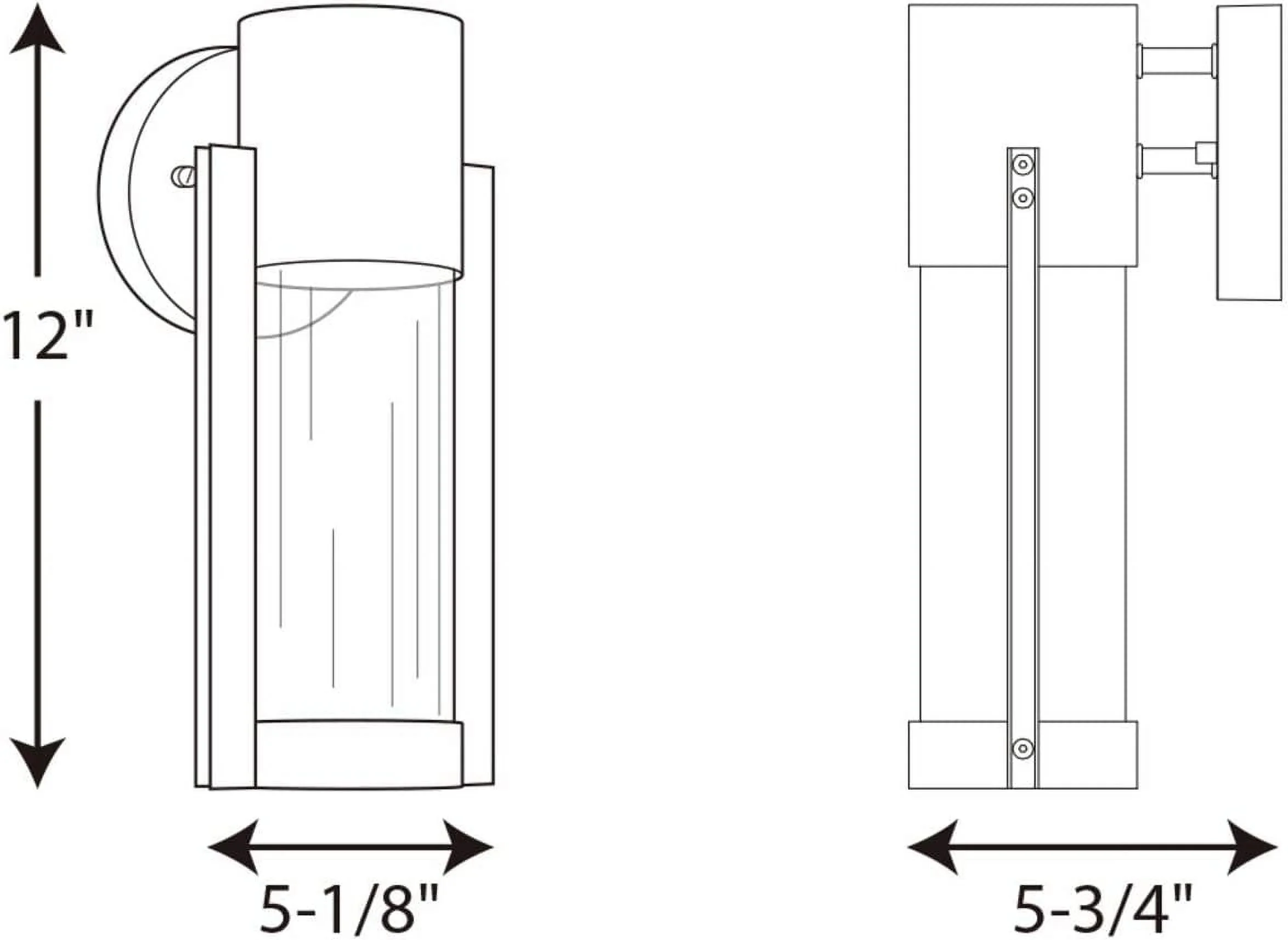 RUO Z-1030 LED Collection 1-Light Clear Glass Modern Outdoor Small Wall Lantern Light Textured Black, 12.00x5.13x5.13