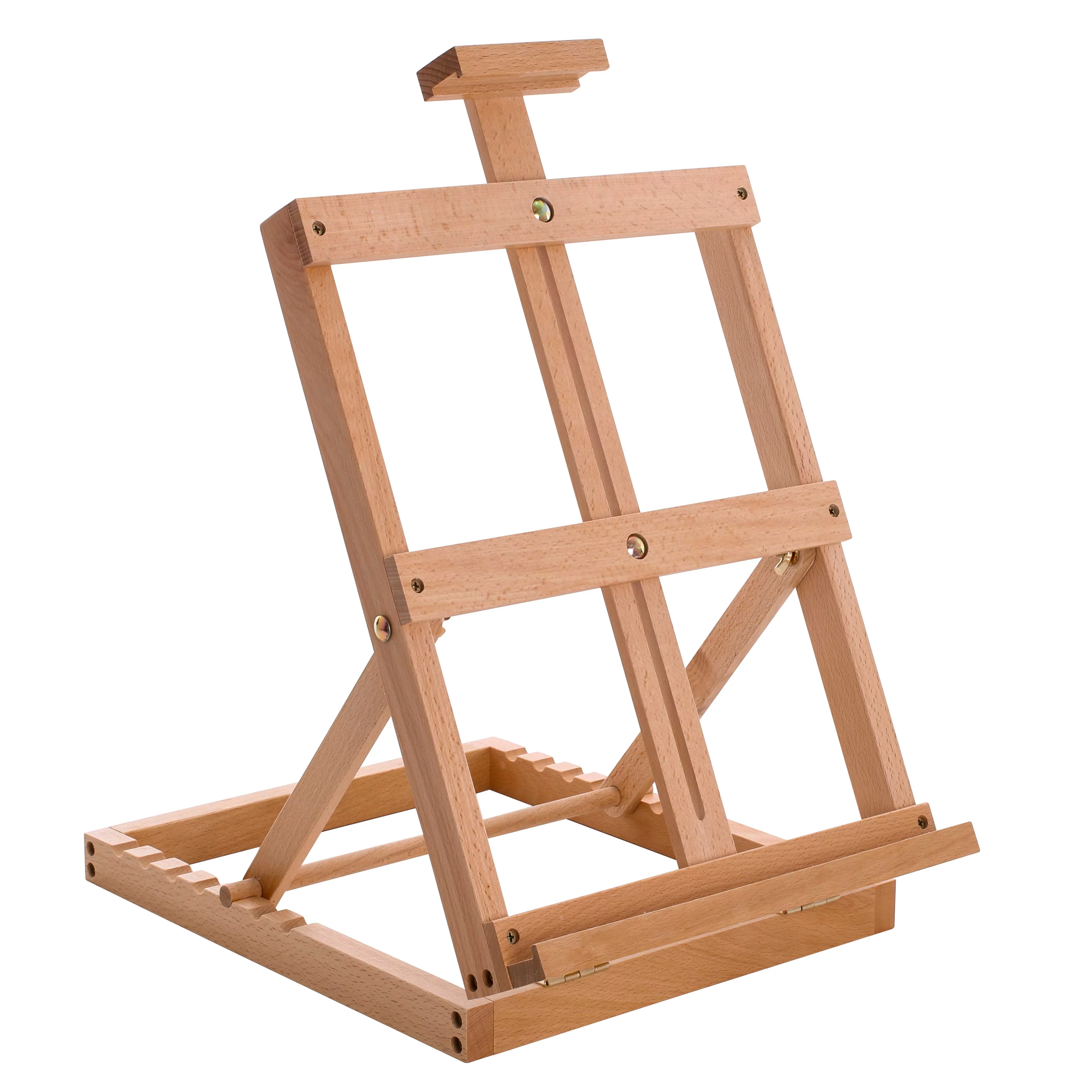 U.S. Art Supply Venice Heavy Duty Tabletop Wooden H-Frame Studio Easel - Artists Adjustable Beechwood, Holds 23
