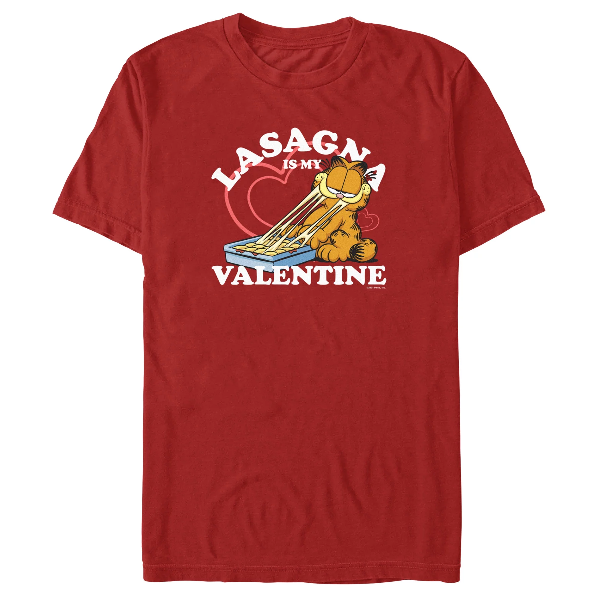 Men's Garfield Lasagna is My Valentine  Graphic Tee Red 3X Large