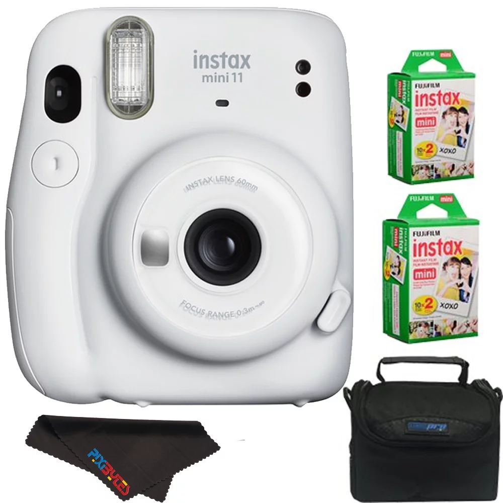 FUJIFILM INSTAX Mini 11 Instant Film Camera( Ice White) +Fujifilm INSTAX MINI 40 Sheets of Instant Film + Small Padded Camera Bag