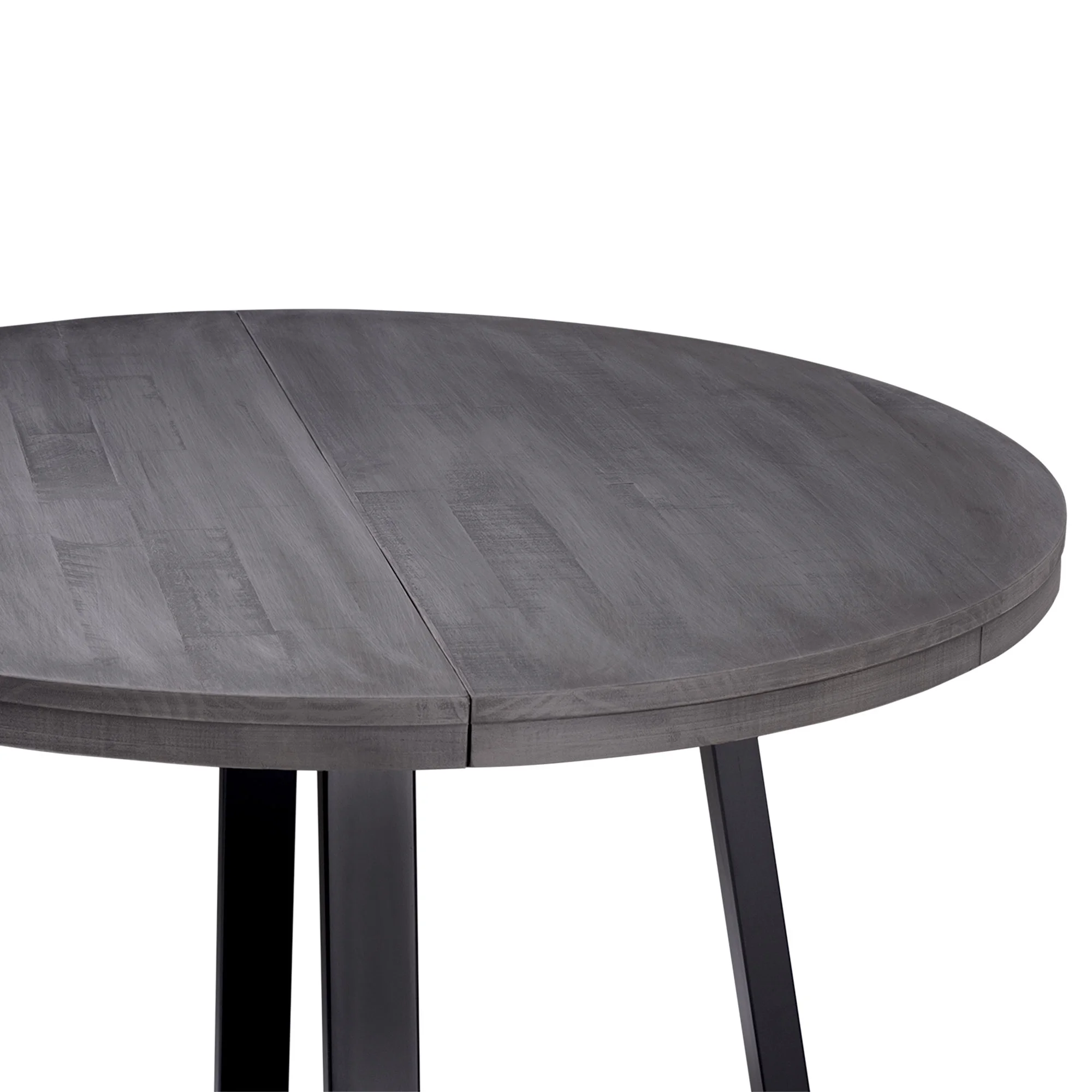 Walker Edison 42” Rustic Distressed Solid Wood Round Dining Table, Grey/Black