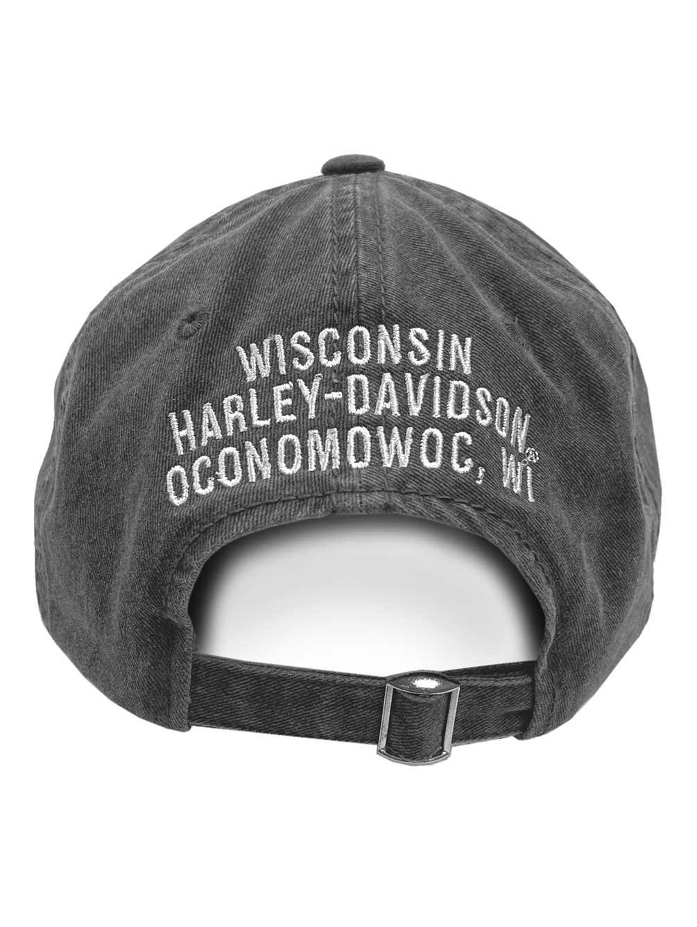 Harley-Davidson Men's Villain Adjustable Slide Baseball Cap - Washed Black, Harley Davidson