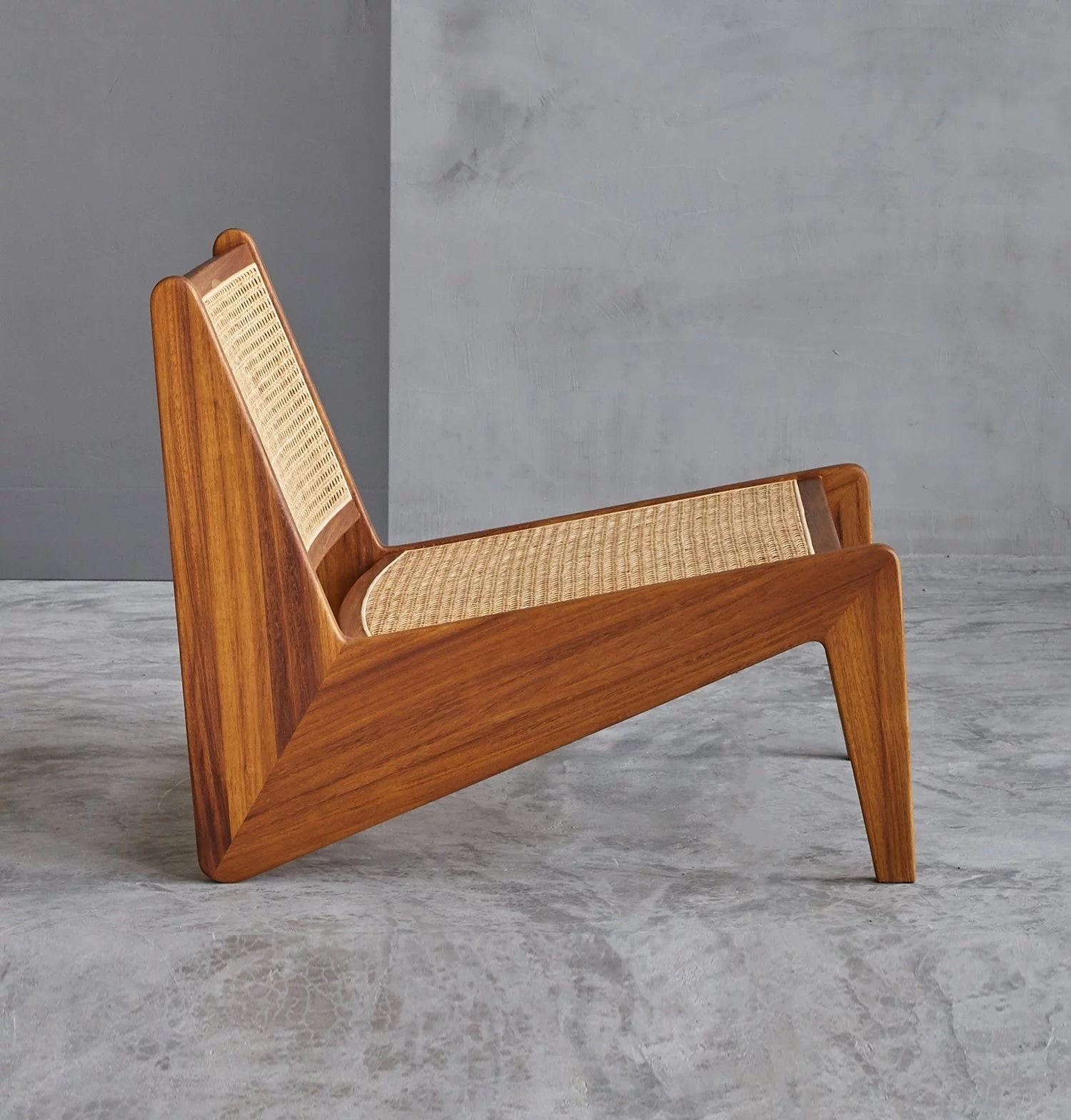 Amandine Lounge Chair - Wood & Natural Rattan