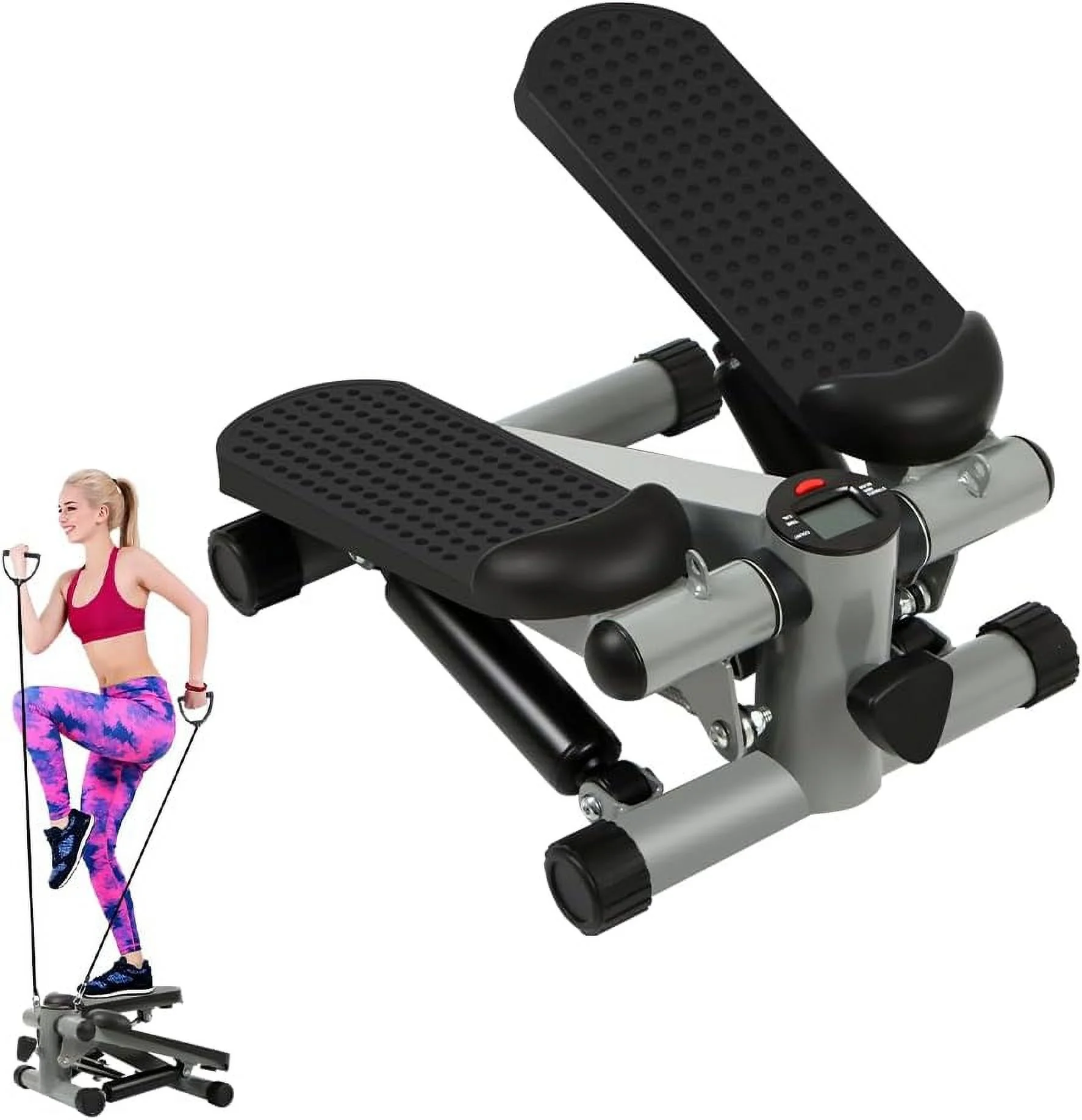 Mini Stepper Exercise Machine Stair Stepper with Resistance Band, Fitness Stepper for Home Use