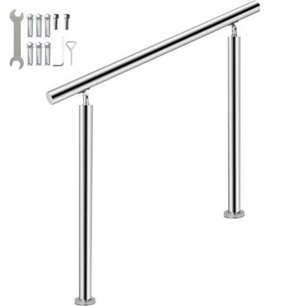 Vevor  551 lbs Stainless Steel Handrail Load Handrail for 32 x 34 in. Outdoor Stair Railing Outdoor Steps, Sliver