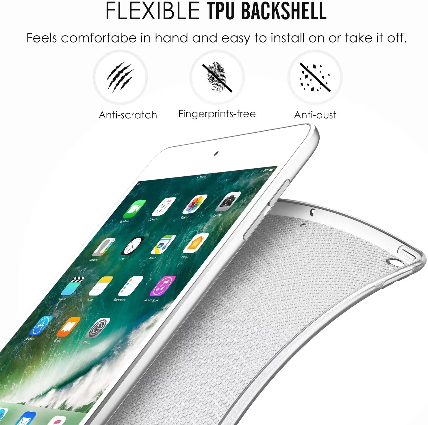 iPad 9.7 Inch 5 6 Air 1 2 [iPad 5th 6th Air 1st 2nd ] A1893 A1954 A1822 A1823 A1566 A1567 A1474 A1475 A1476 Smart Lightweight Soft Silicone Transparent Front & Back Cover - Red