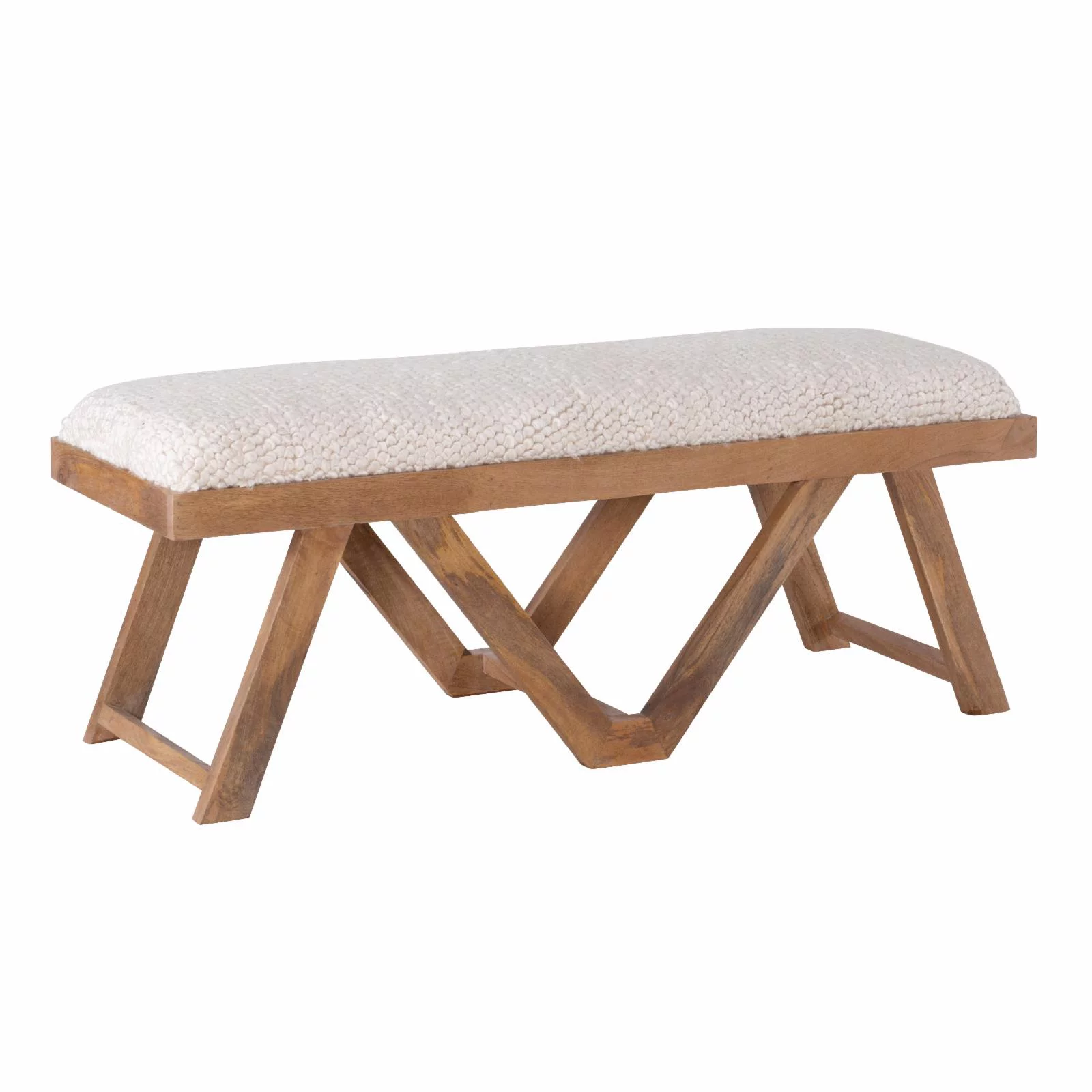 Powell Byan Bench - Brown with Off-White Handwoven Fabric