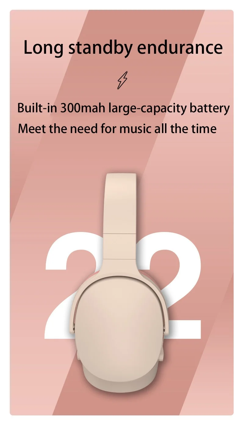 Bluetooth Headset V5.1 On Ear Wireless Headphones Noise Cancelling Microphone