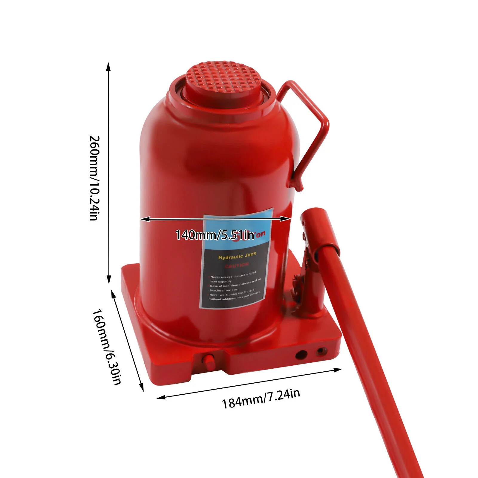 50T Hydraulic Stubby Low Profile Welded Bottle Jack W/ 3* Levers