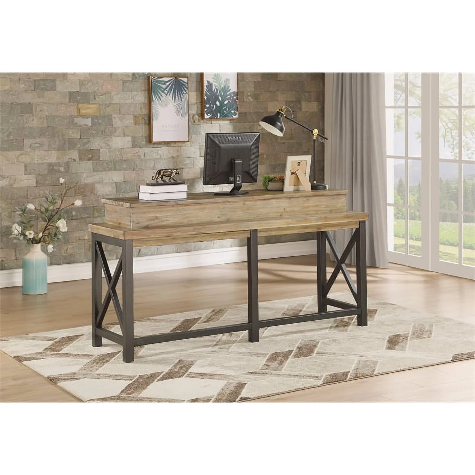 Home Square 2-Piece Set with Side Pier and Console in Light Brown