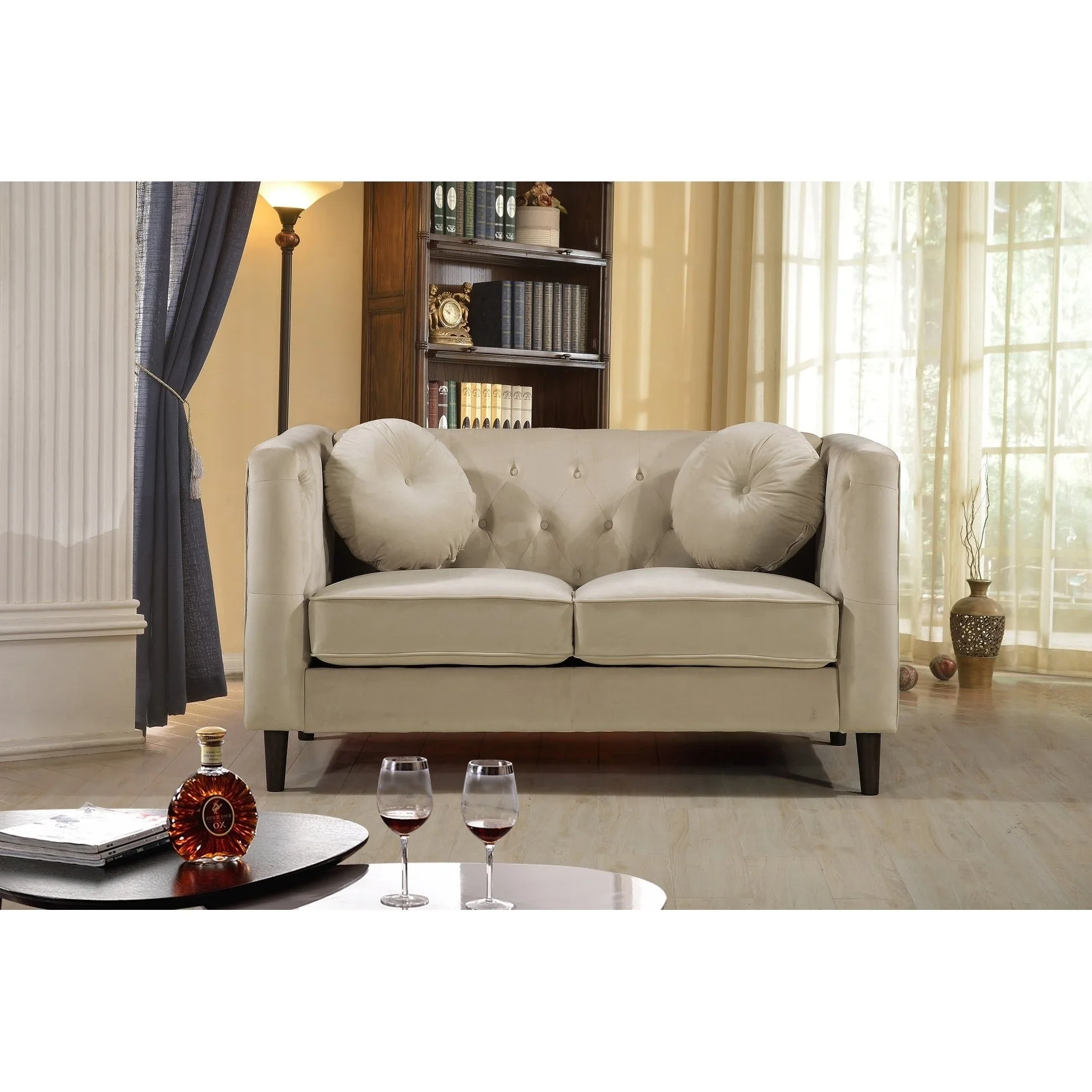 US Pride Furniture Mid-Century Tufted Loveseat