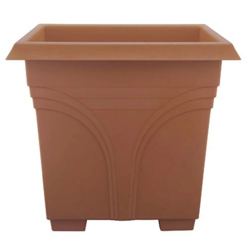 ATT Southern  15 in. Medallion Plastic Deck Planter, Light Terra Cotta