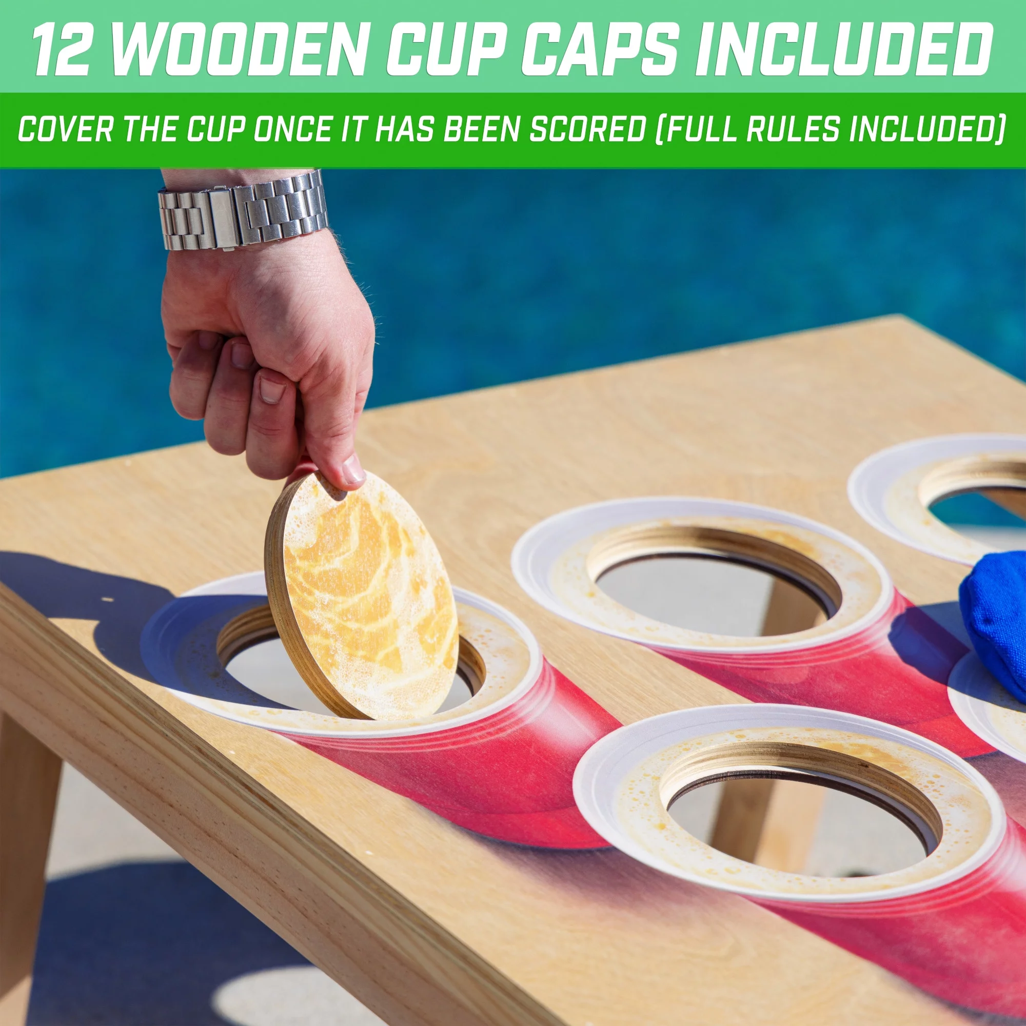 GoSports Beer Pong Cornhole Game - Includes 2 Boards, 8 Bean Bags and Carrying Case