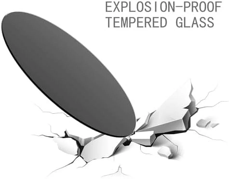 GVJMTKP 32" Black Round Tempered Glass Table Top 1/2" Thick Beveled Polished Edge