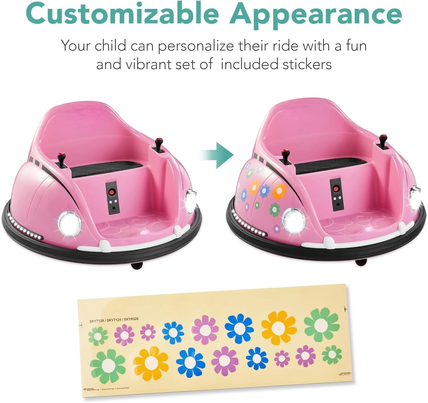 6V Electric Kids Ride On Bumpin Bumper Car, 1.5-6 Years Old, Parent Remote Control, 360 Degree Spin, Lights, Sounds - Pink