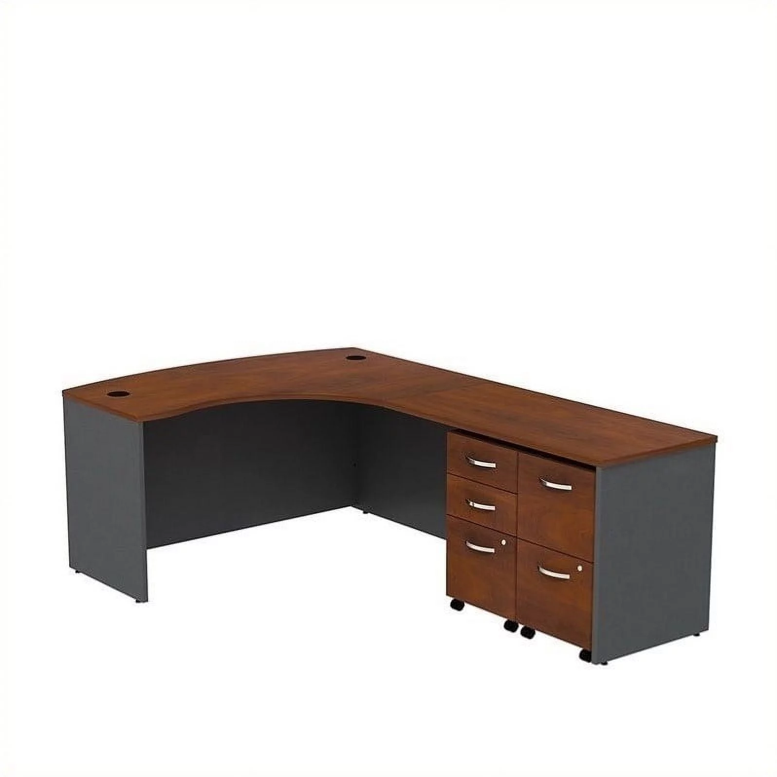 Scranton & Co Furniture 60W Bow Front L Desk with Drawers in Cherry