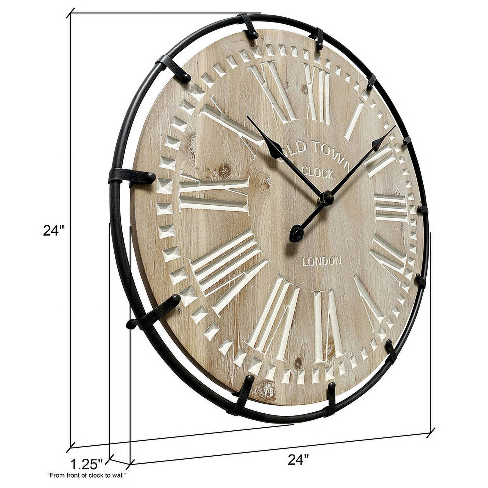 Marcella Round Wood Farmhouse Style Wall Clock
