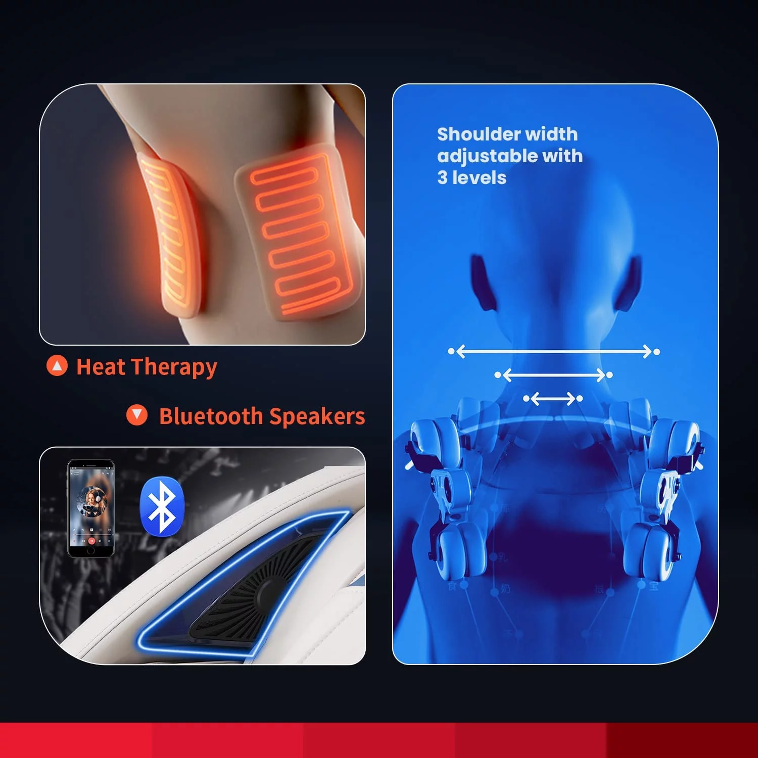 BestMassage Zero Gravity Full Body Massage Chair with Built-In Heat Therapy Foot Roller ,Smart Voice Controller,Bluetooth Speaker,Blue