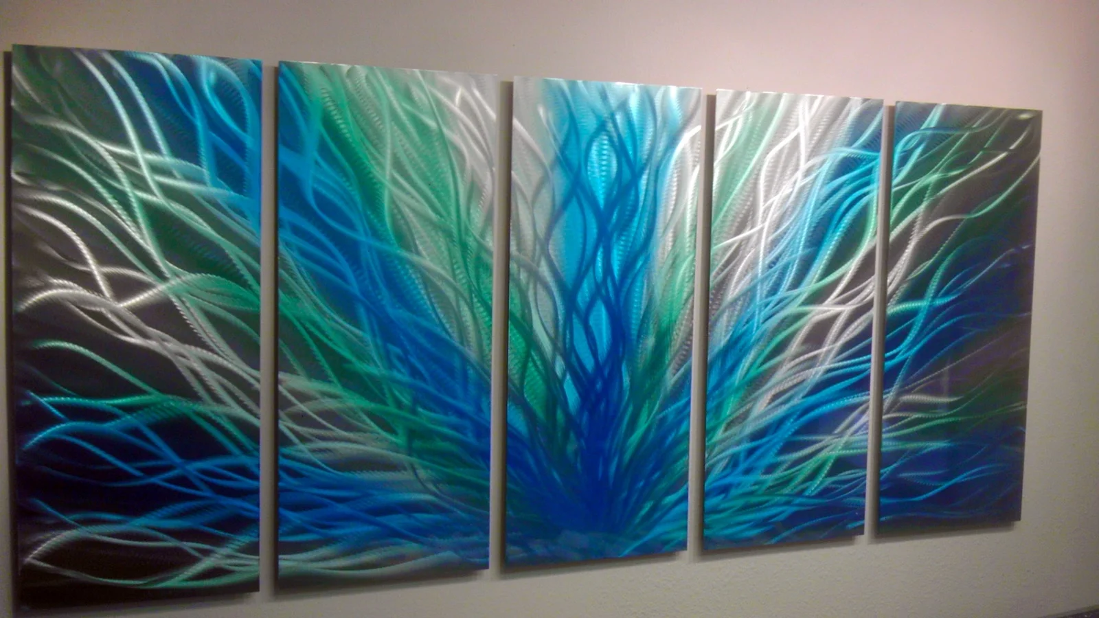 Radiance Blue Green 36x79- Abstract Metal Wall Art Contemporary Modern Decor by Miles Shay