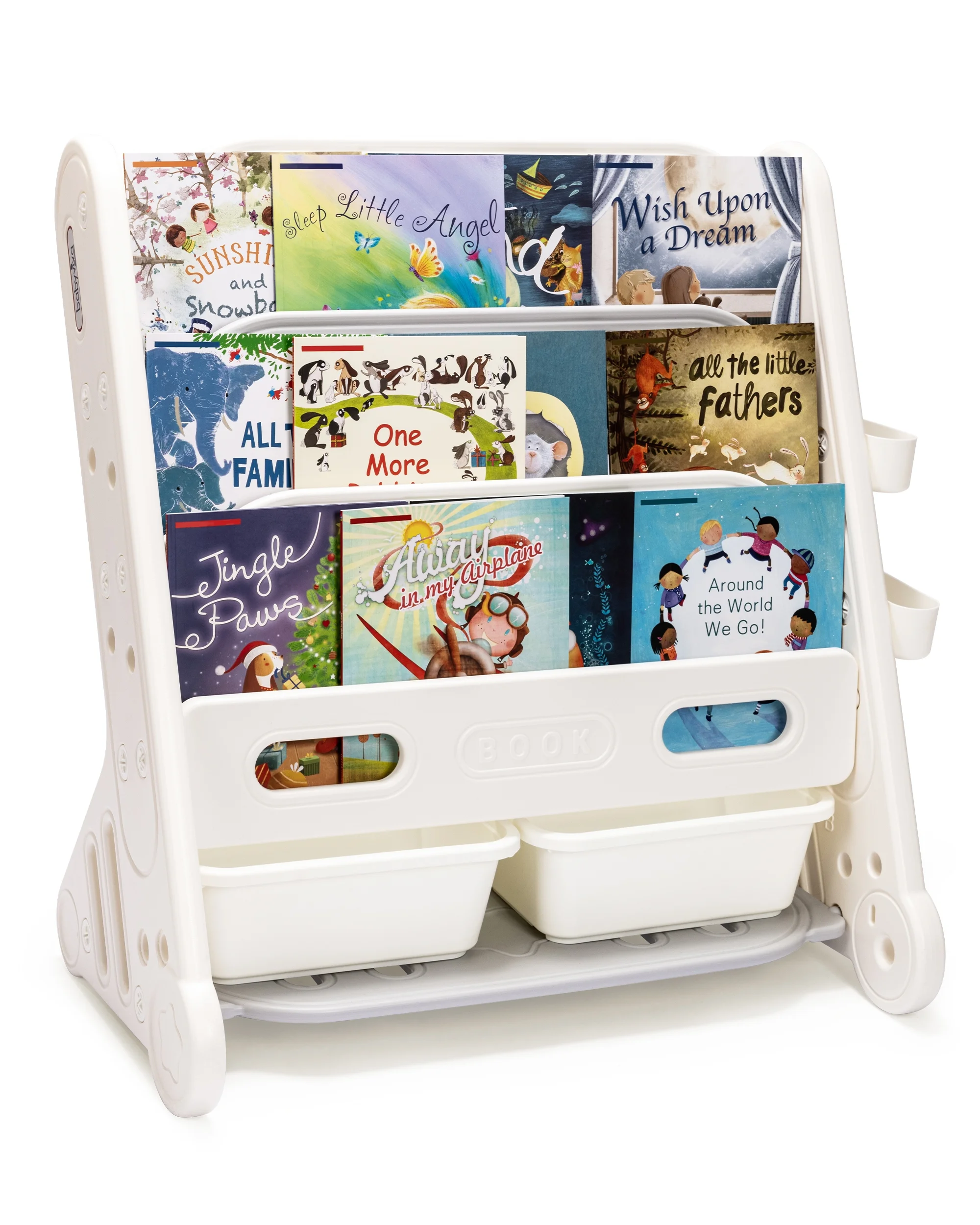 White 3 Tier Kids Wooden Bookshelf, Baby Storage Book Rack, Book Display, for Playroom, Bedroom, Toddler Room, Nursery,Classroom