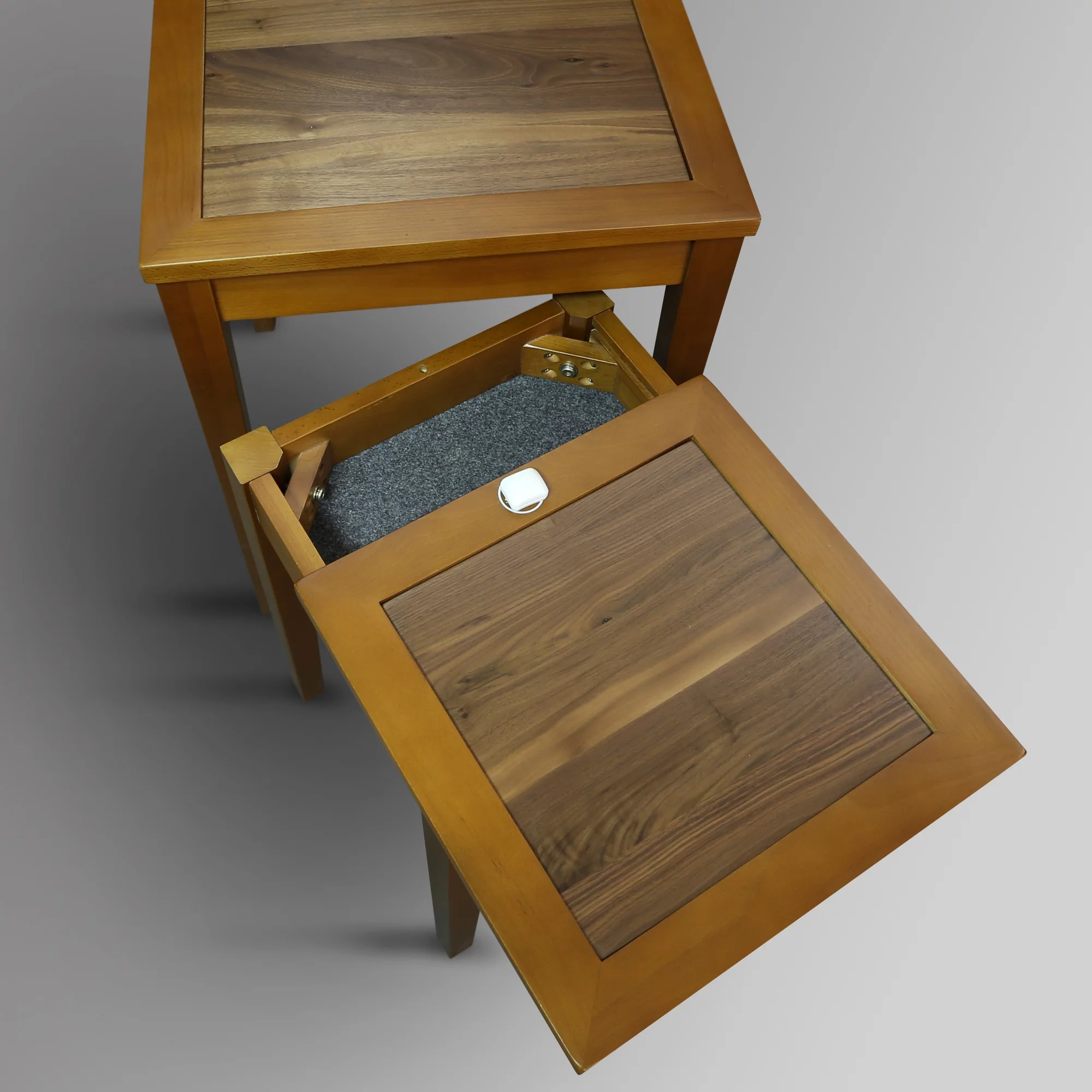 Casual Home Lincoln Nesting End Tables with Concealed Compartment, Solid American Walnut Top