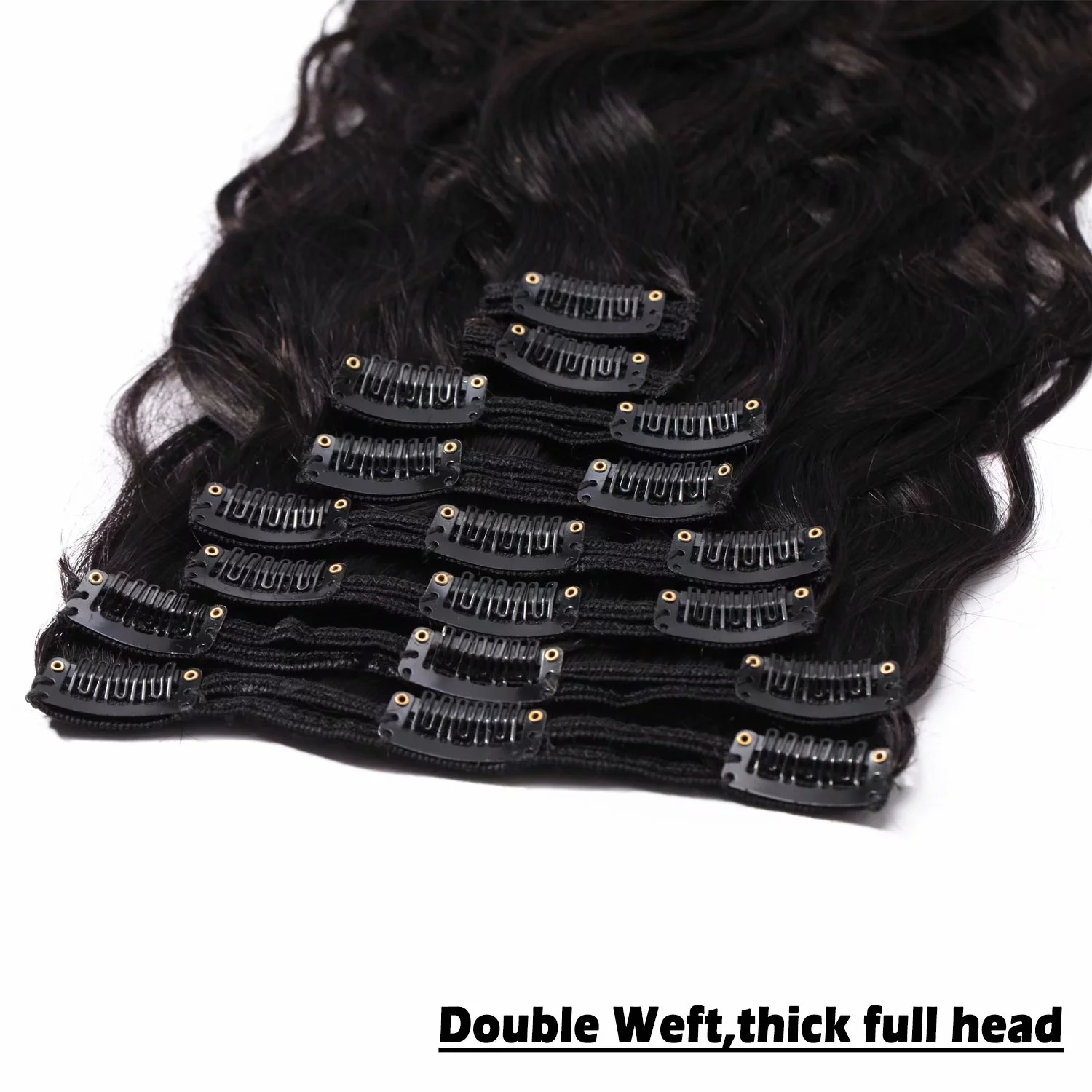 Benehair Clip In 100% Real Remy Human Hair Extensions Double Weft Thick Full Head 18