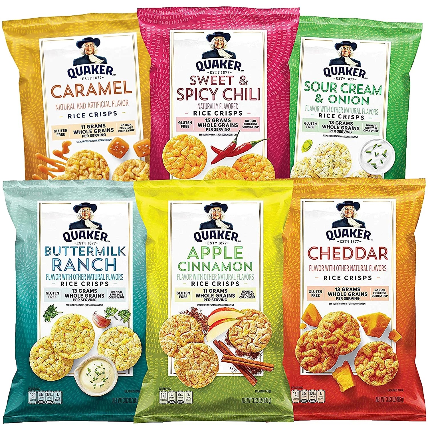 Quaker Rice Crisps, 6 Flavor Variety Pack, 12 Count Box