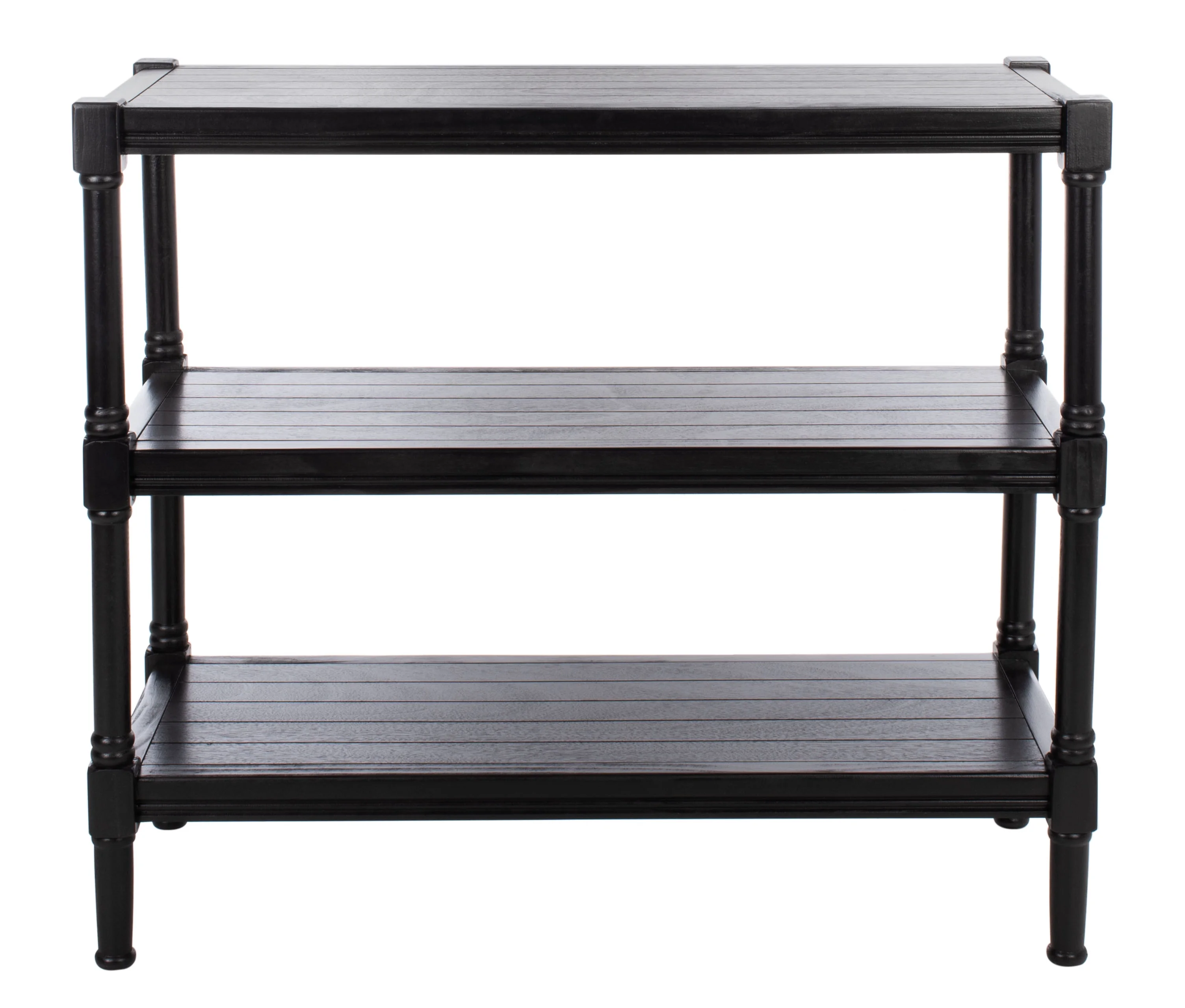 SAFAVIEH Rafiki Amish Black Wood Console Table with Shelf (33.8 in. W x 13.8 in. D x 29.5 in. H)