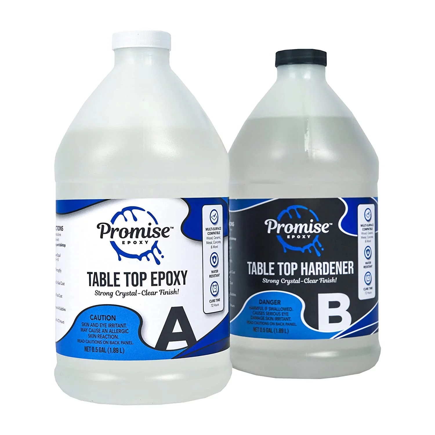 AUCHI Epoxy Resin Promise Table Top2-Part-1Gallon High Gloss(0.5Gal Resin+0.5Gal Hardener)Transform Your DIY Projects with Crystal Clear Finish-Ideal for Bar Tables, Tabletops, Countertops&More