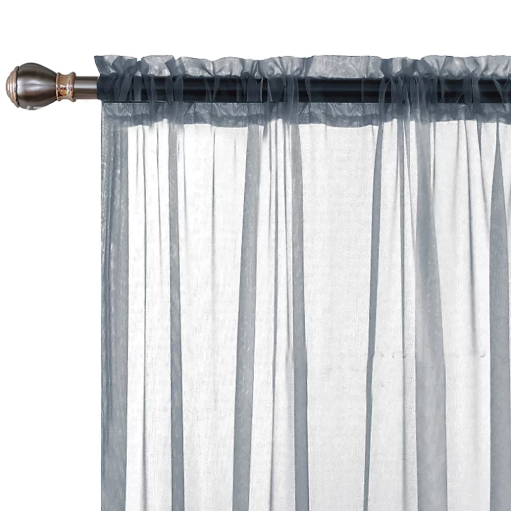 moobody Sheer Curtains Living Room Rod Pocket Window Curtain Panels Bedroom Semi Sheer Voile Curtains Grey (55''Wx84''L,2 Panels)