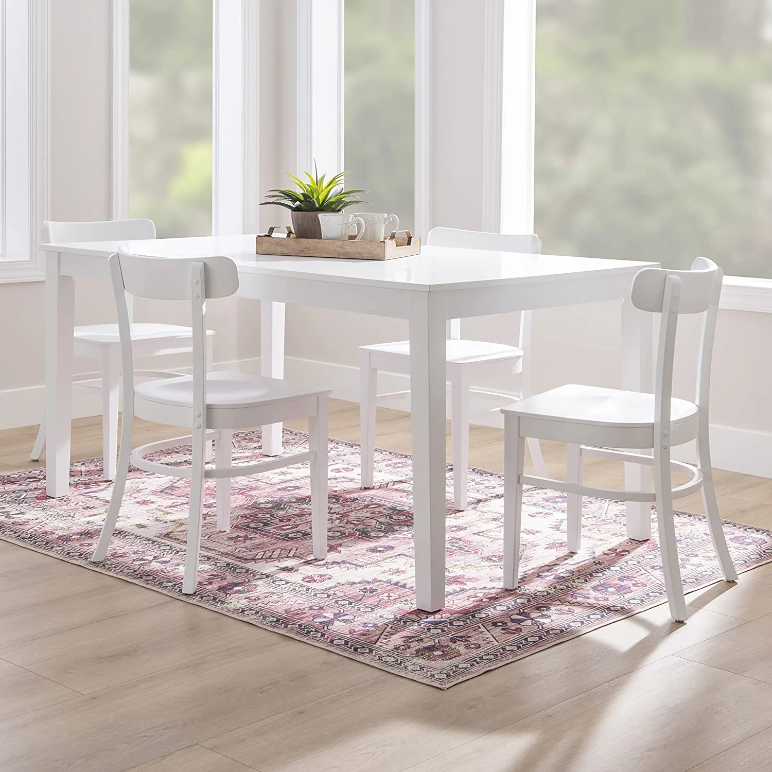 HYUN Dayleen White Wooden Dining Chairs, Set of 2 Fully Assembled