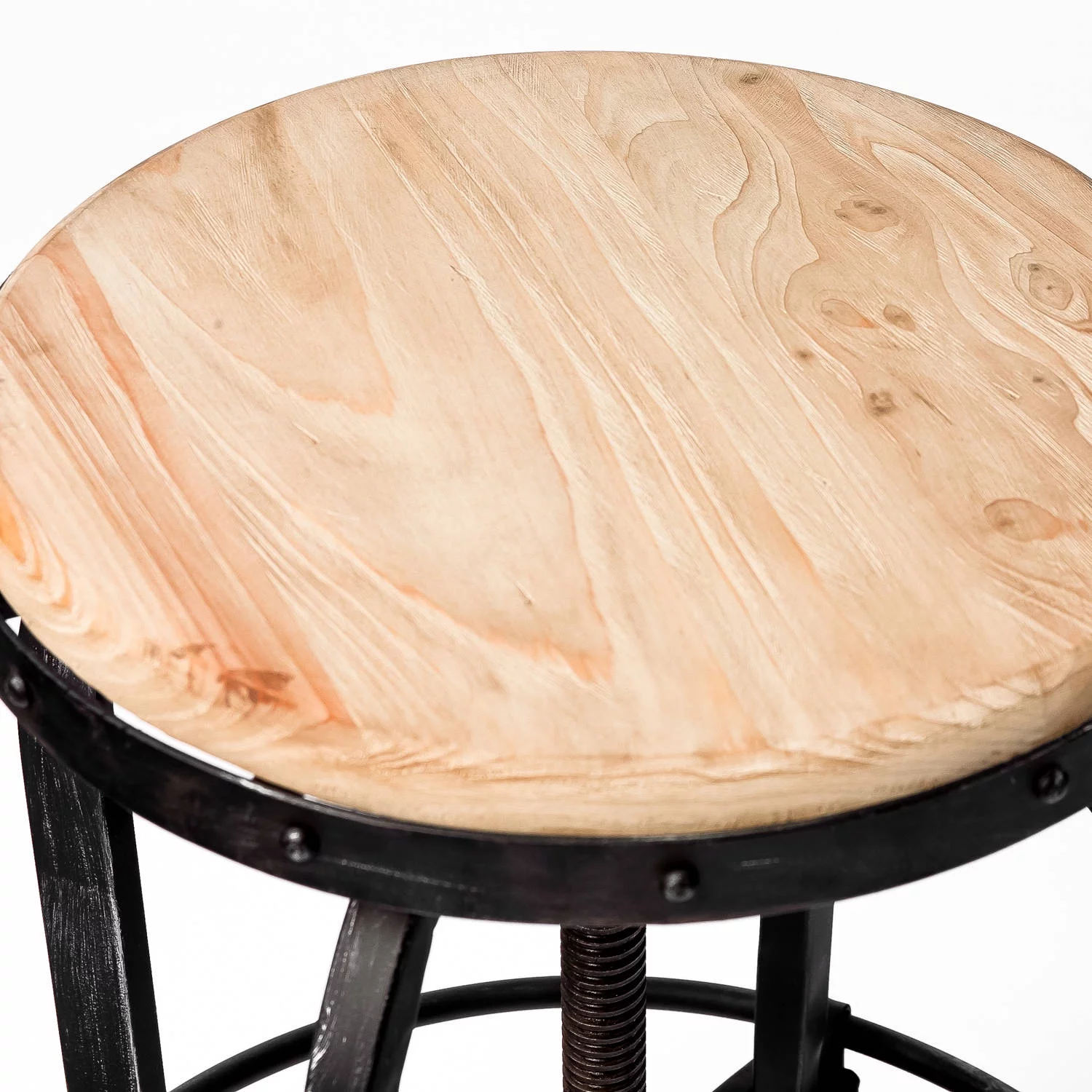 Noble House Keaton Adjustable Natural Wood Finish Bar Stool